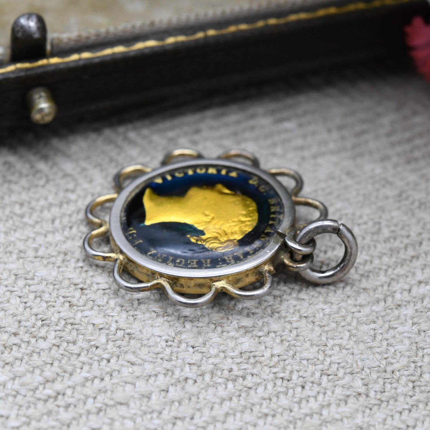 Antique 1840 Victoria Four Pence Coin Charm Pendant Sterling Silver Enamelled Britannia Groat - Gold Plated Coin Jewellery 4 Penny
