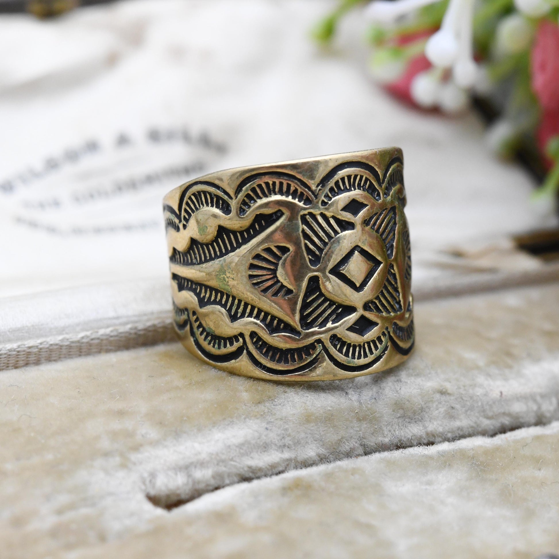 Carolyn Pollack Brass Ring - Wide Band | New Mexico Southwestern Design Old Carlisle Albuquerque | UK Size - P | US Size - 8