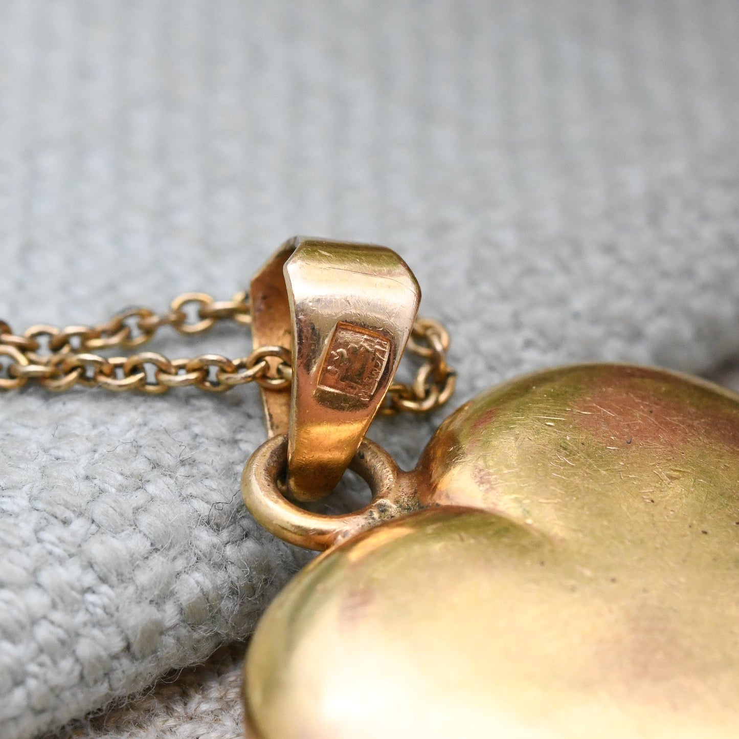 Vintage Rolled Gold Heart Locket Pendant Necklace on Chain by Rodi Wienenberger - Pin Stripe Design