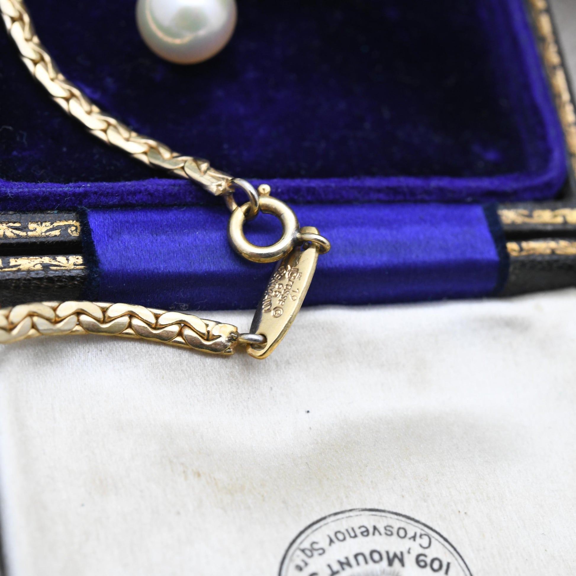 Vintage Grossé Faux Pearl Necklace 1965 German Designer Signed Jewellery - Gold Plated Woven Drop Integral Pendant