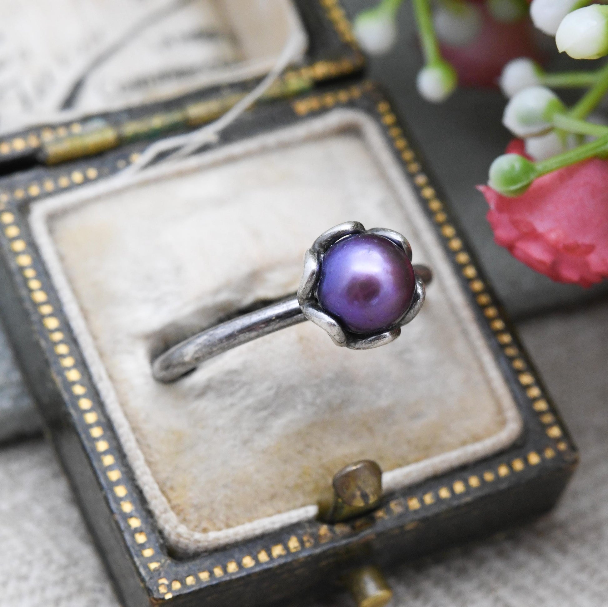 Pandora Sterling Silver Peacock Pearl Ring - Freshwater Pearl | Minimal Everyday Stacking Solitaire | UK Size - K 1/2 | US Size - 5 3/4