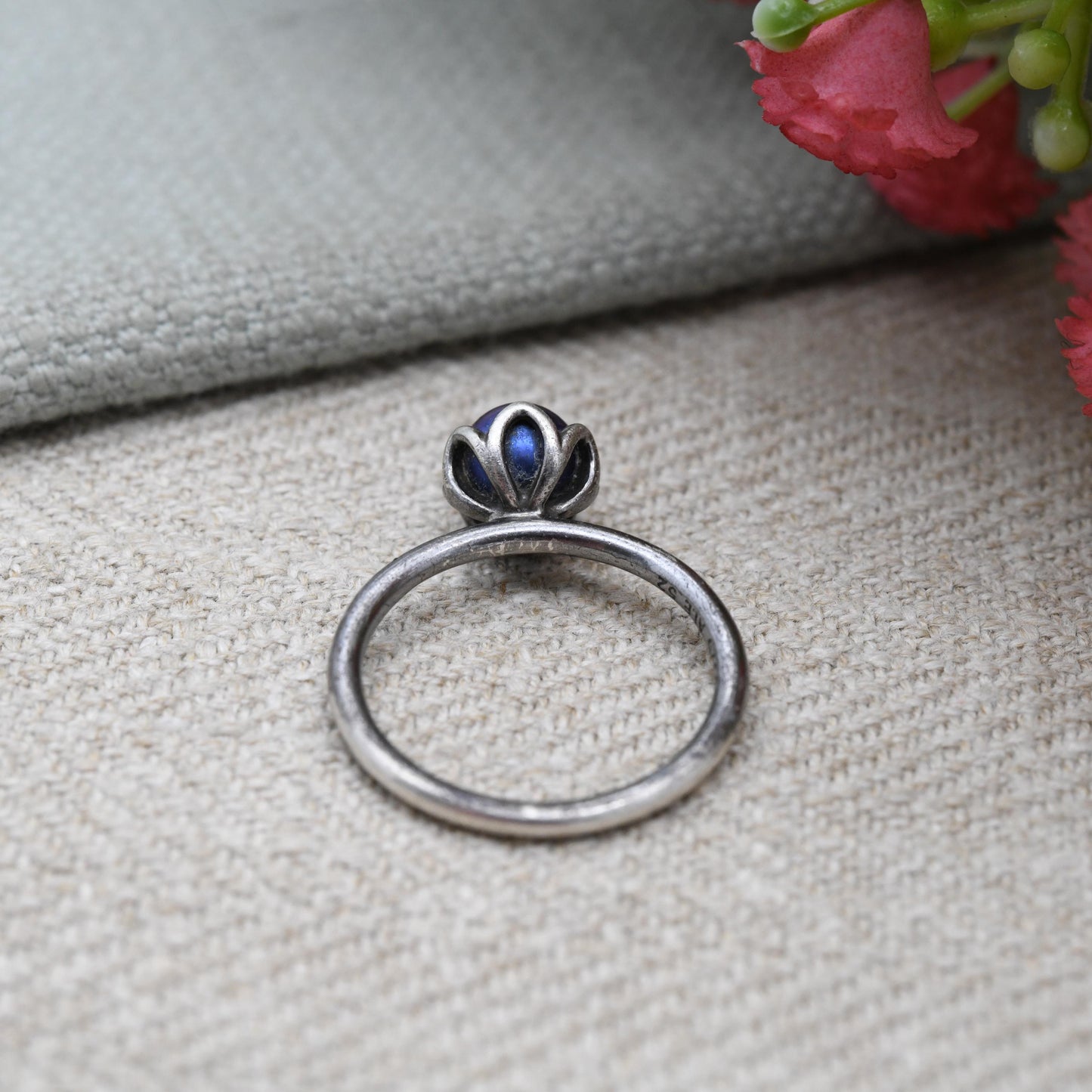 Pandora Sterling Silver Peacock Pearl Ring - Freshwater Pearl | Minimal Everyday Stacking Solitaire | UK Size - K 1/2 | US Size - 5 3/4