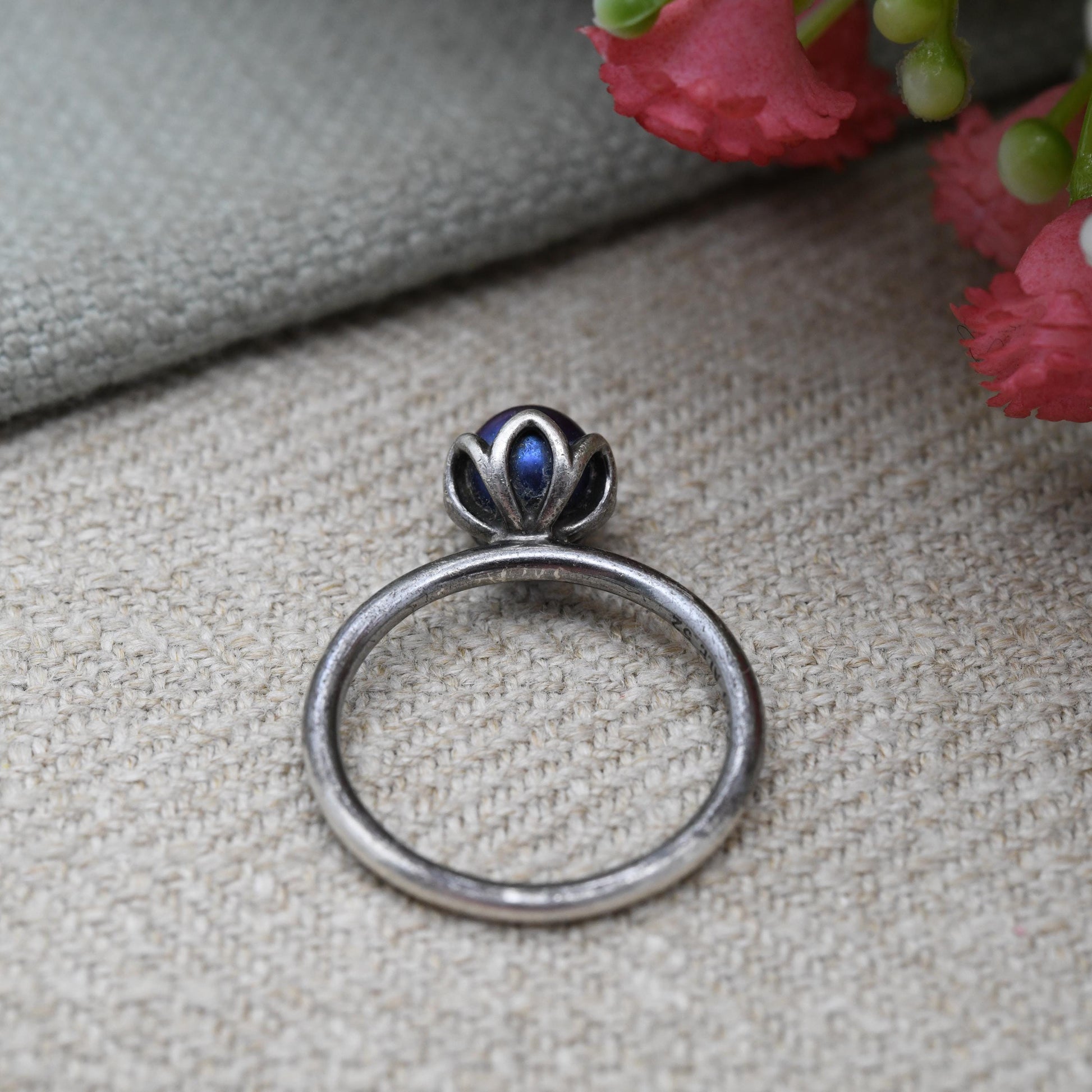 Pandora Sterling Silver Peacock Pearl Ring - Freshwater Pearl | Minimal Everyday Stacking Solitaire | UK Size - K 1/2 | US Size - 5 3/4
