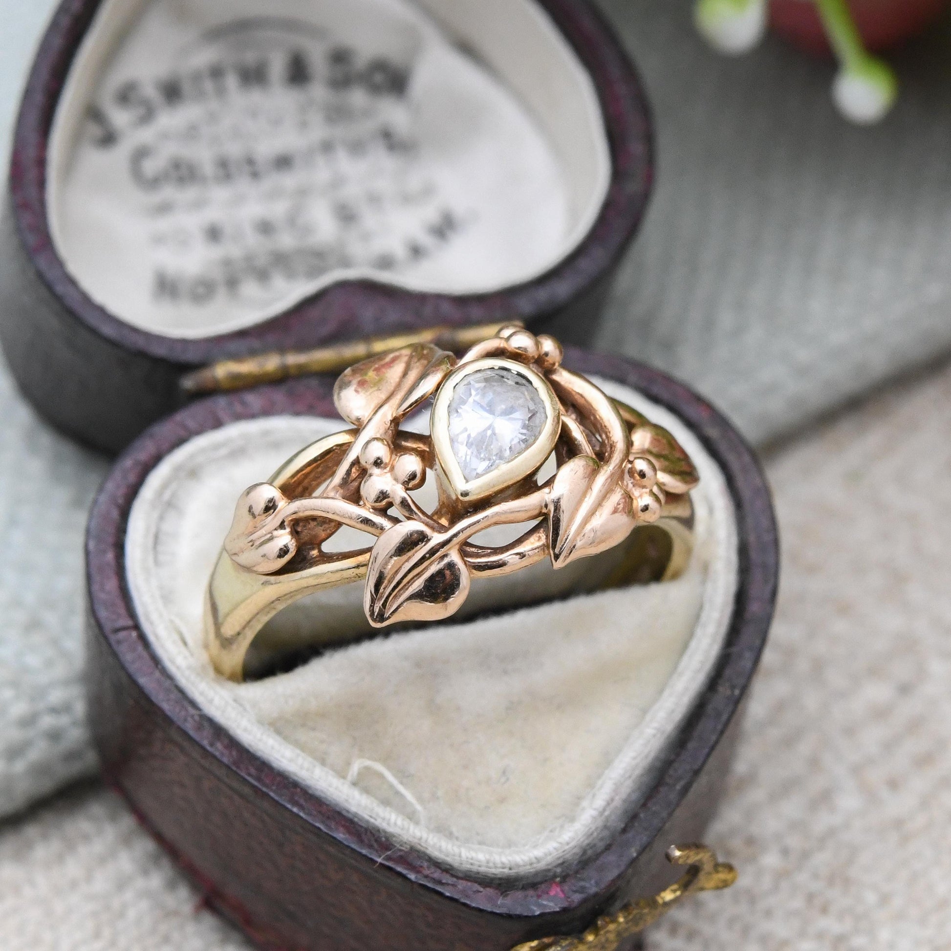 Vintage Clogau 9ct Gold Ring Tree of Life Ring Welsh Gold - Tear Drop Floral Band Ring | Vine Leaves | UK Size - S | US Size - 9 1/2