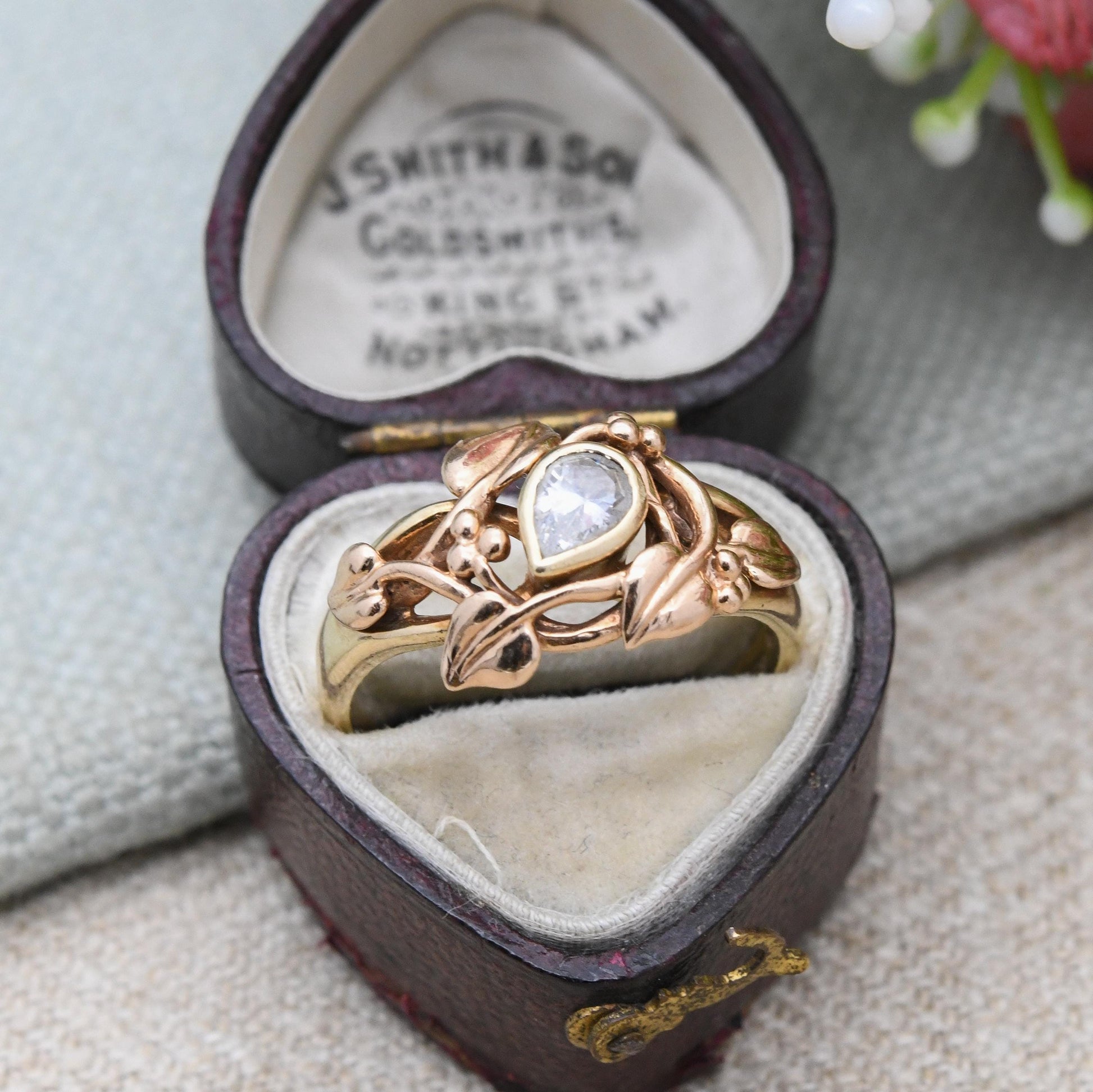 Vintage Clogau 9ct Gold Ring Tree of Life Ring Welsh Gold - Tear Drop Floral Band Ring | Vine Leaves | UK Size - S | US Size - 9 1/2