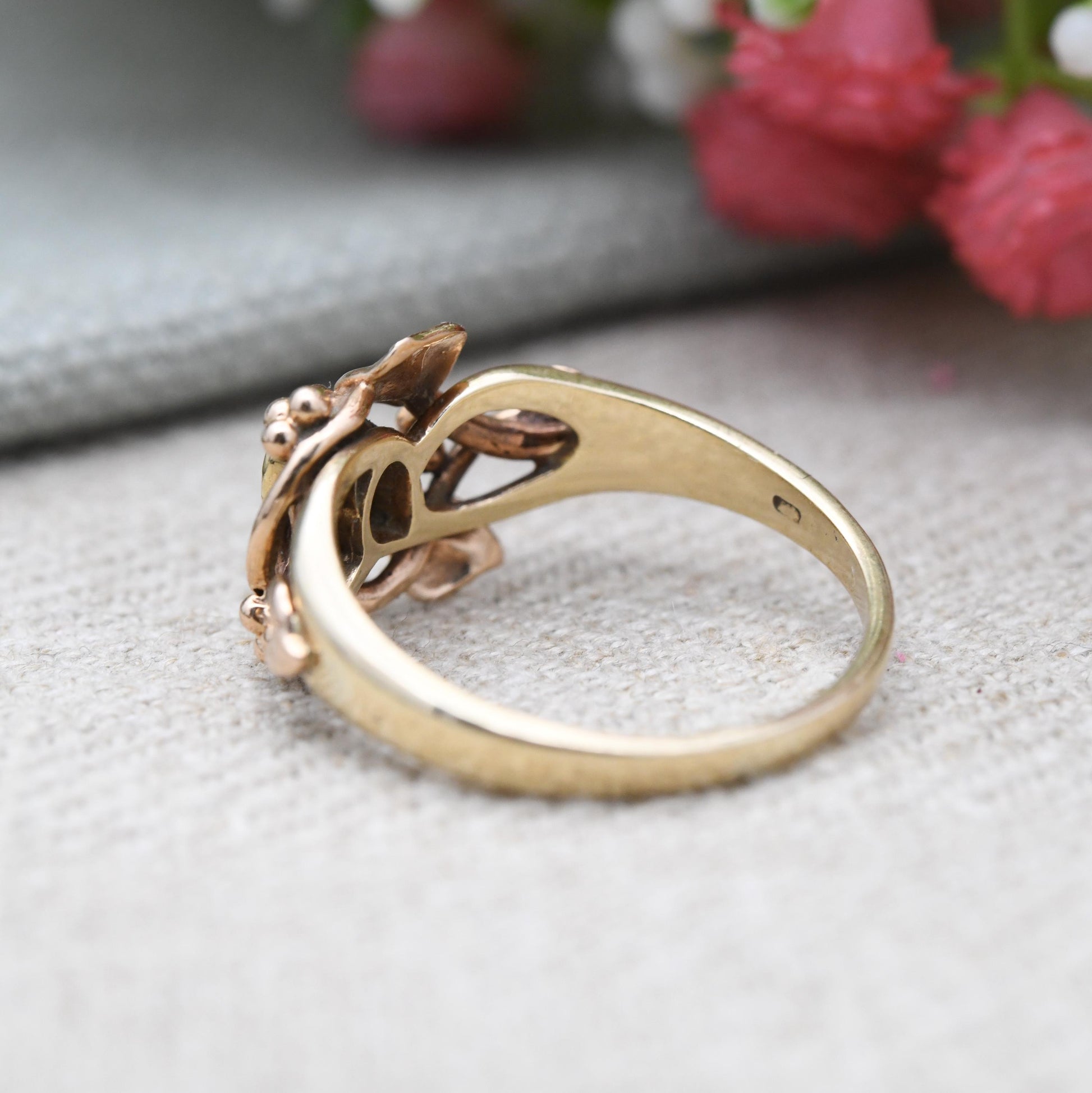 Vintage Clogau 9ct Gold Ring Tree of Life Ring Welsh Gold - Tear Drop Floral Band Ring | Vine Leaves | UK Size - S | US Size - 9 1/2