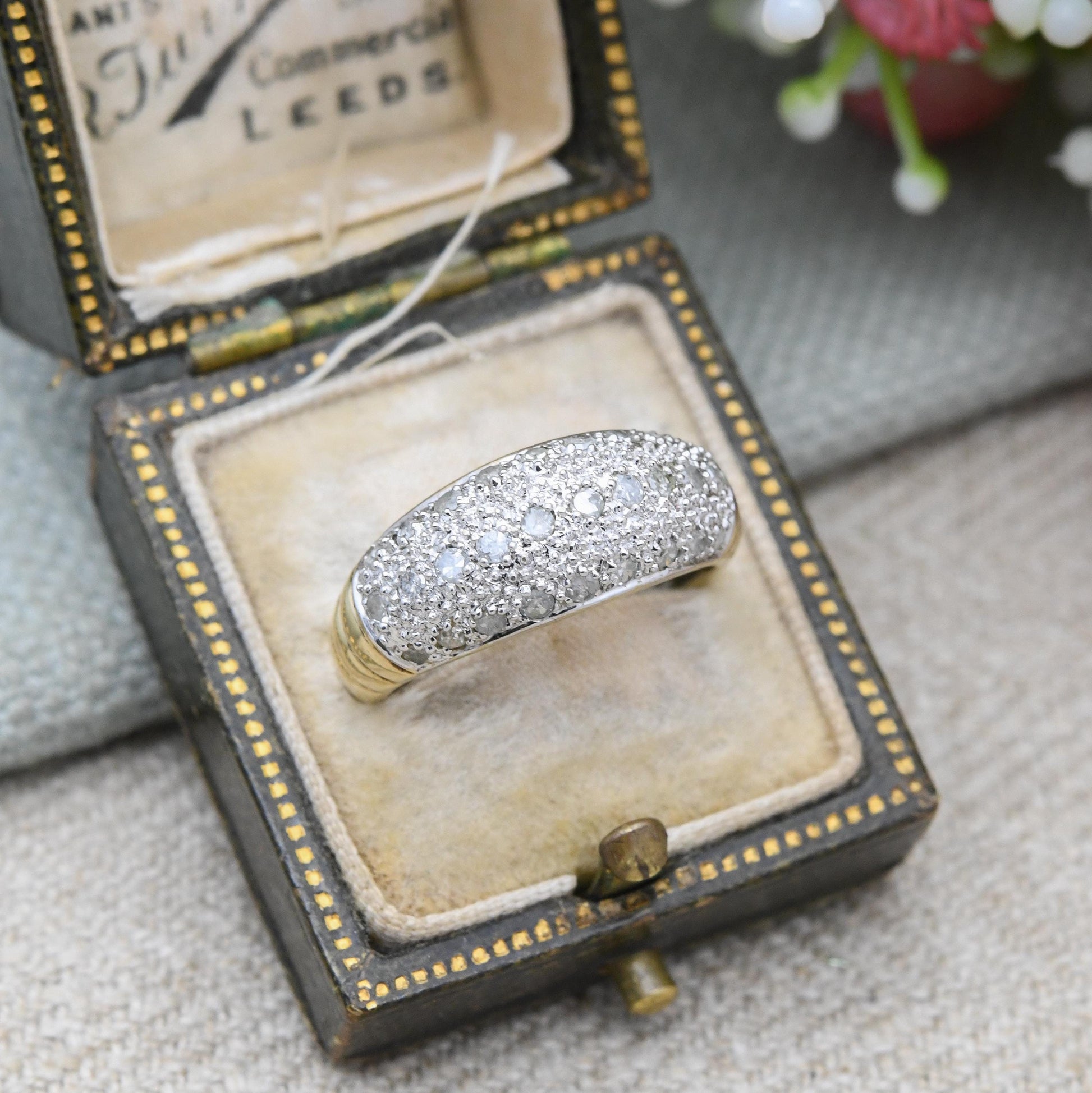 Vintage 9ct Gold Half Carat Diamond Bombe Ring - Elegant Gold Jewellery Gift for Her | UK Size - M US Size - 6 1/2