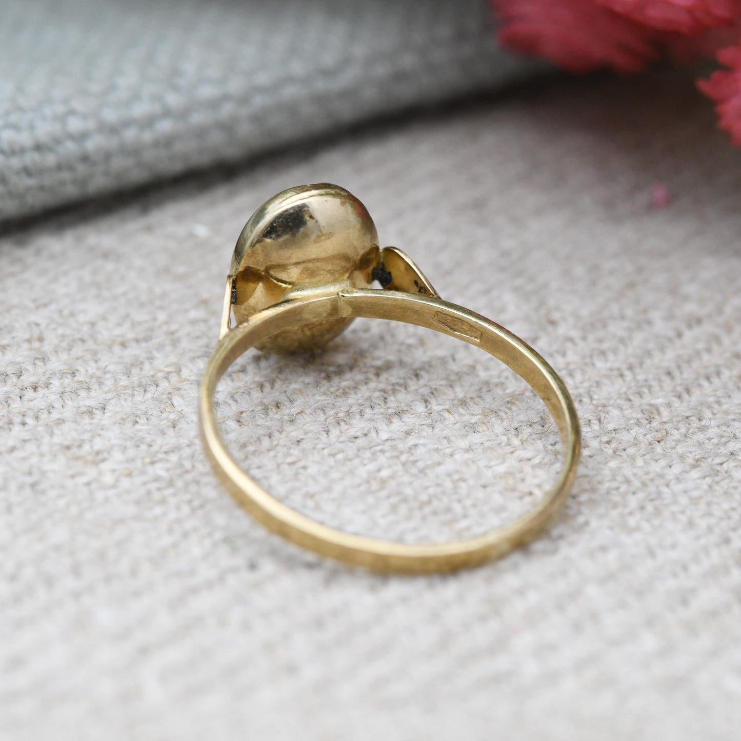 Vintage 9ct Gold Coffee Bean Ring - Stylised Ring | Modernist | UK Size - L | US Size - 6