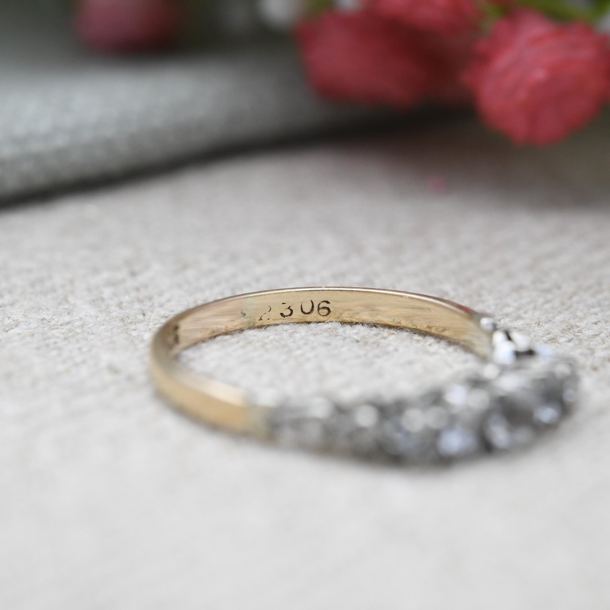 Antique 9ct White Gold Five Stone Ring - Edwardian Graduated 5 Stone Engagement Wedding Stacking Ring | UK Size O 1/2 | US Size 7 1/2
