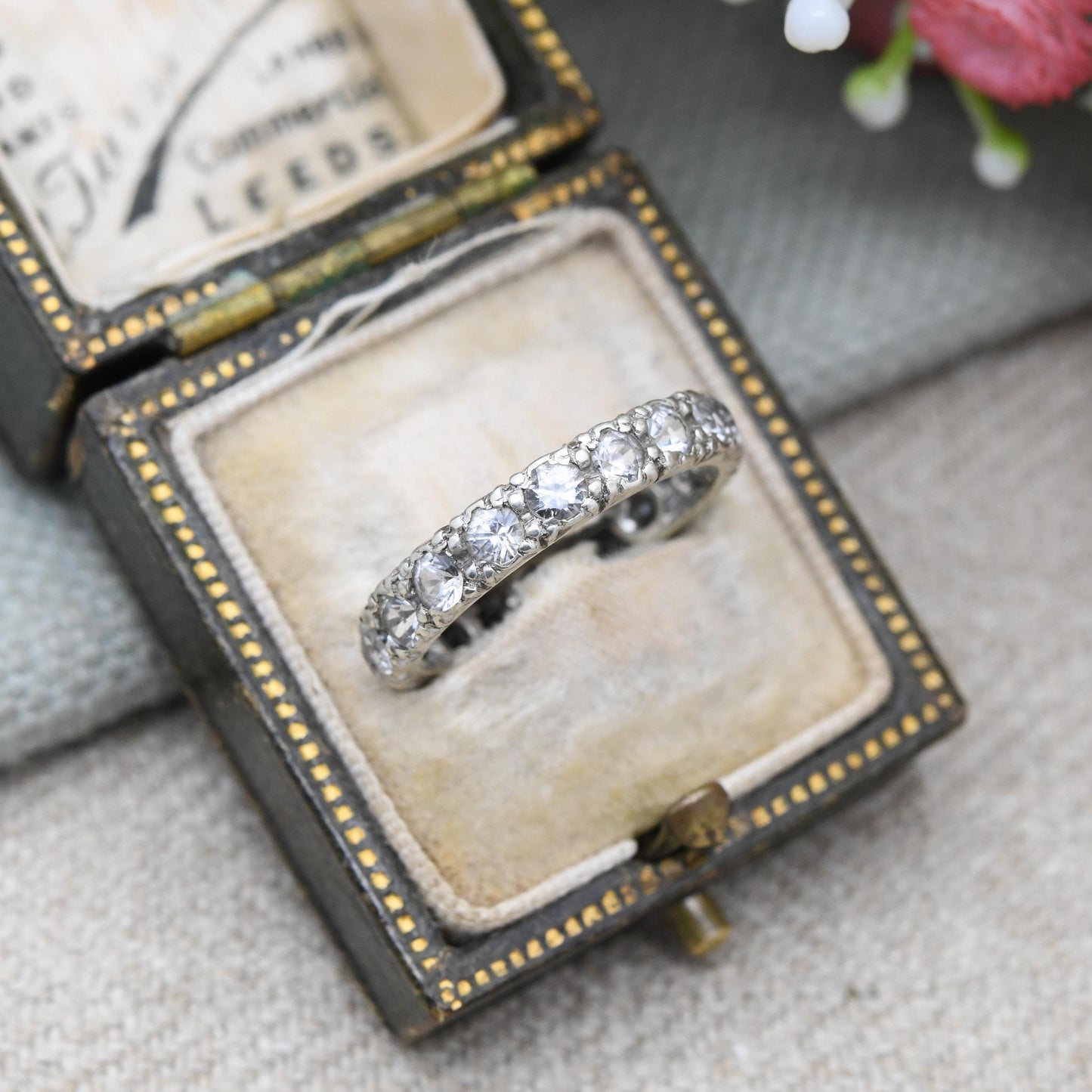 Antique 9ct White Gold Eternity Ring with Clear Stones - UK Size - L | US Size - 5 3/4