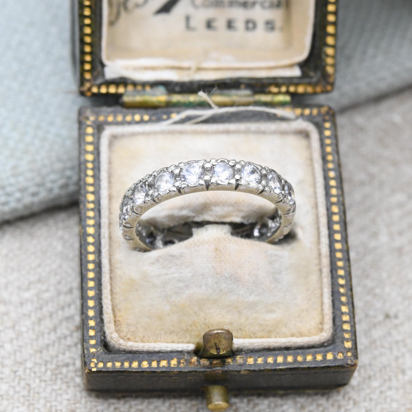 Antique 9ct White Gold Eternity Ring with Clear Stones - UK Size - L | US Size - 5 3/4