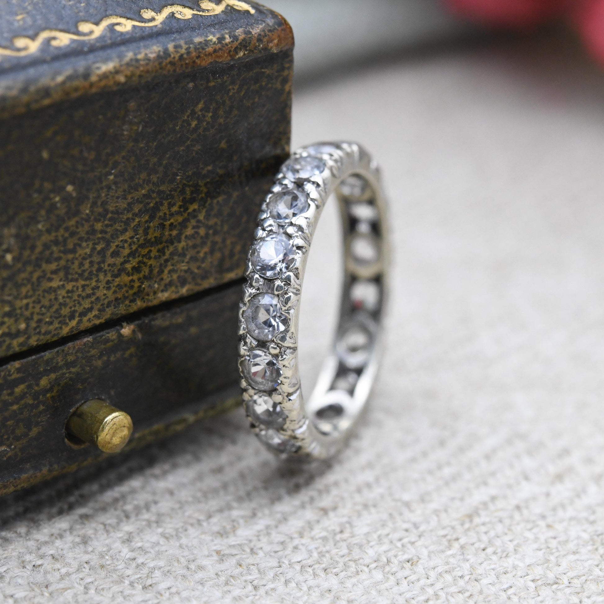Antique 9ct White Gold Eternity Ring with Clear Stones - UK Size - L | US Size - 5 3/4