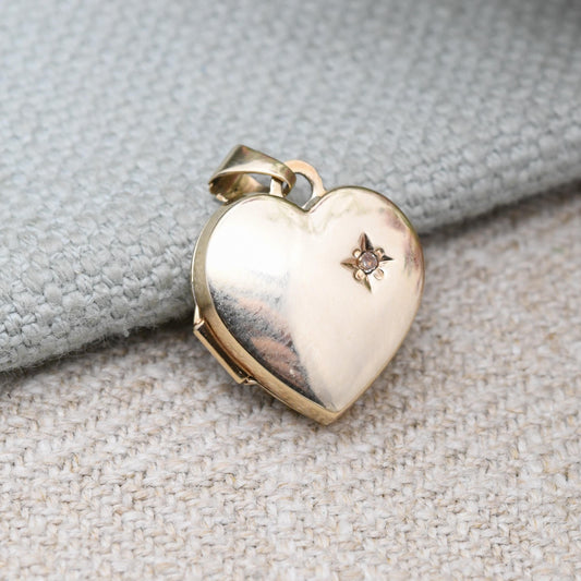 9ct Gold Diamond Heart Locket Pendant - GA | Love Heart Locket Charm Pendant | Sentimental Jewellery Gift for Her