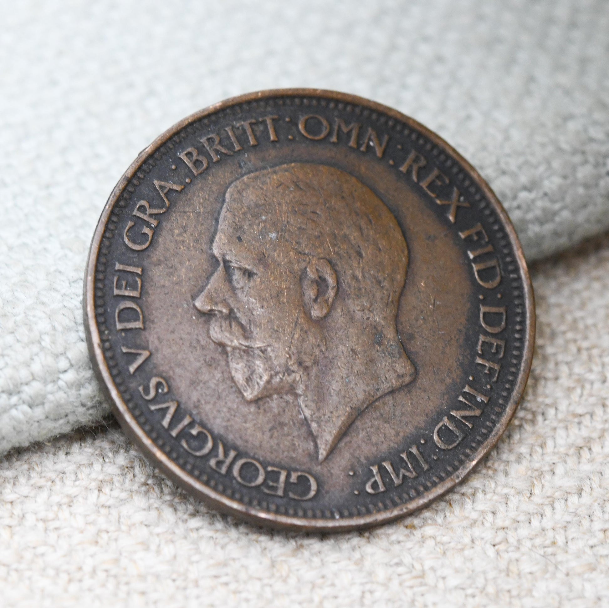 Antique George V Coin Love Token Lucky Charm - Silver Threepence and Copper Half Penny 1928