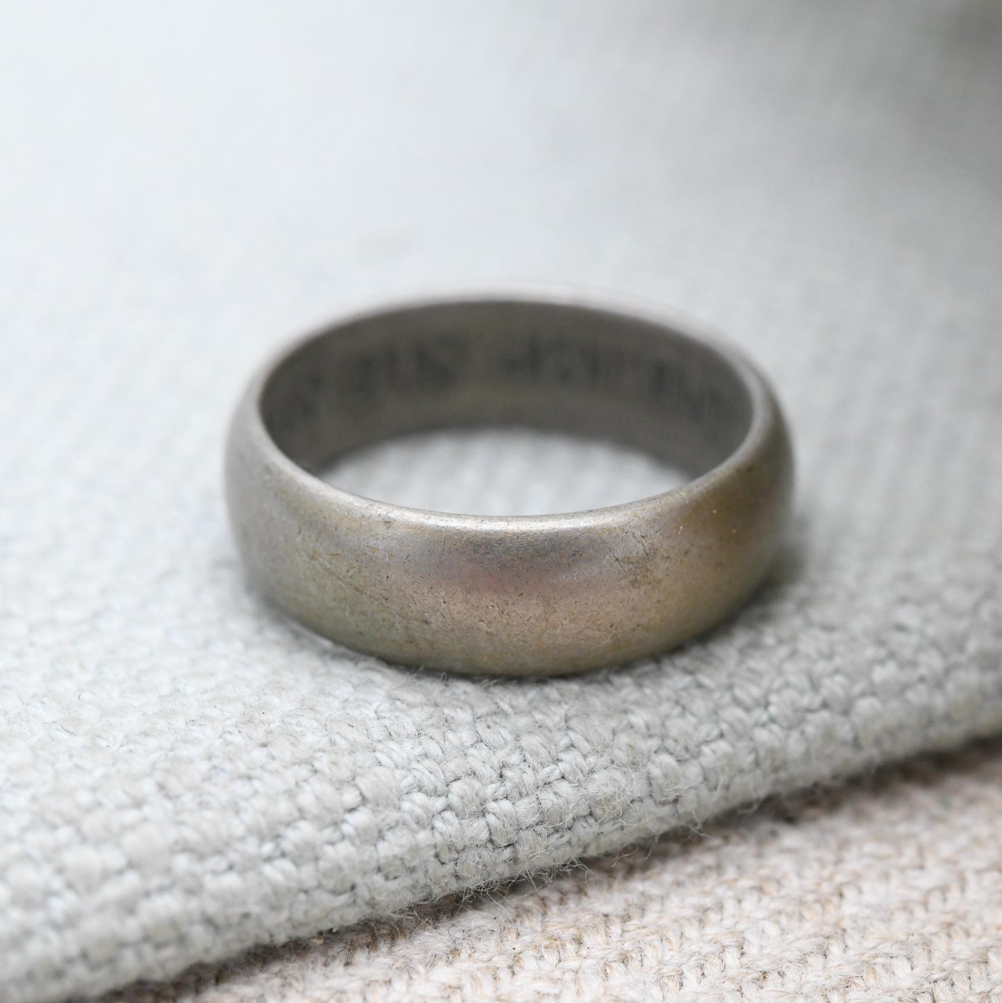 Vintage 1948 Two Shillings Coin Band Ring King George VI - Unusual Plain Band Hidden Secret Words | UK Size - L 1/2 | US Size - 6 1/4