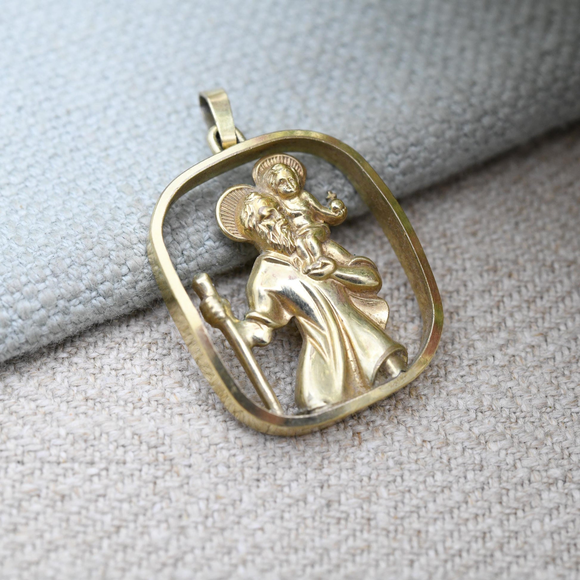 Vintage Kollmar & Jourdan Gold Plated St Christopher Pendant Openwork c. 1960s - Mid-Century German Designers KJ