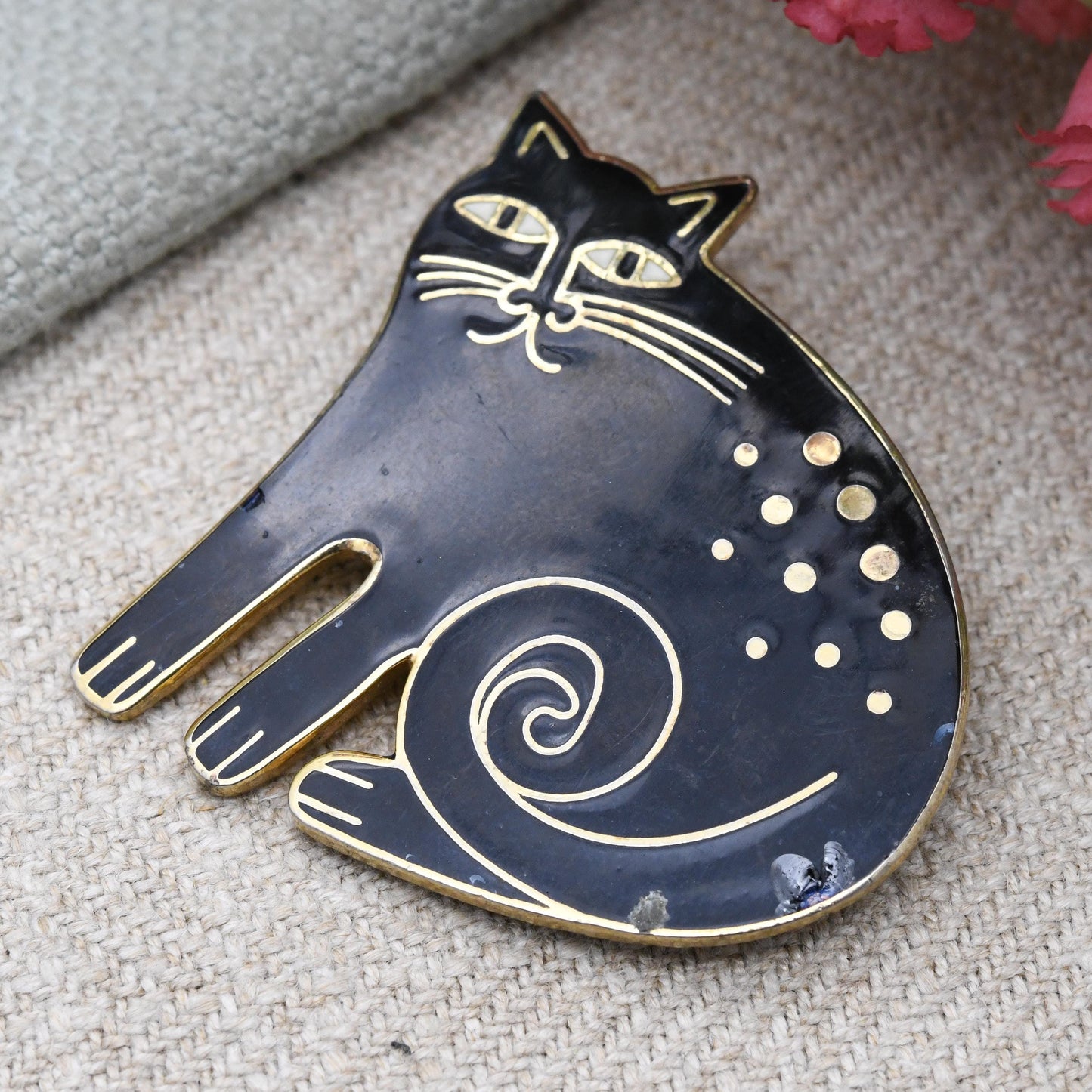 Vintage Laurel Burch Keshire Cat Brooch c. 1980s Art Jewellery