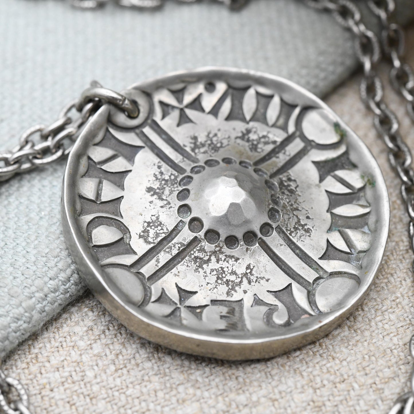 Vintage Long Cross Coin Pendant Necklace by PMM