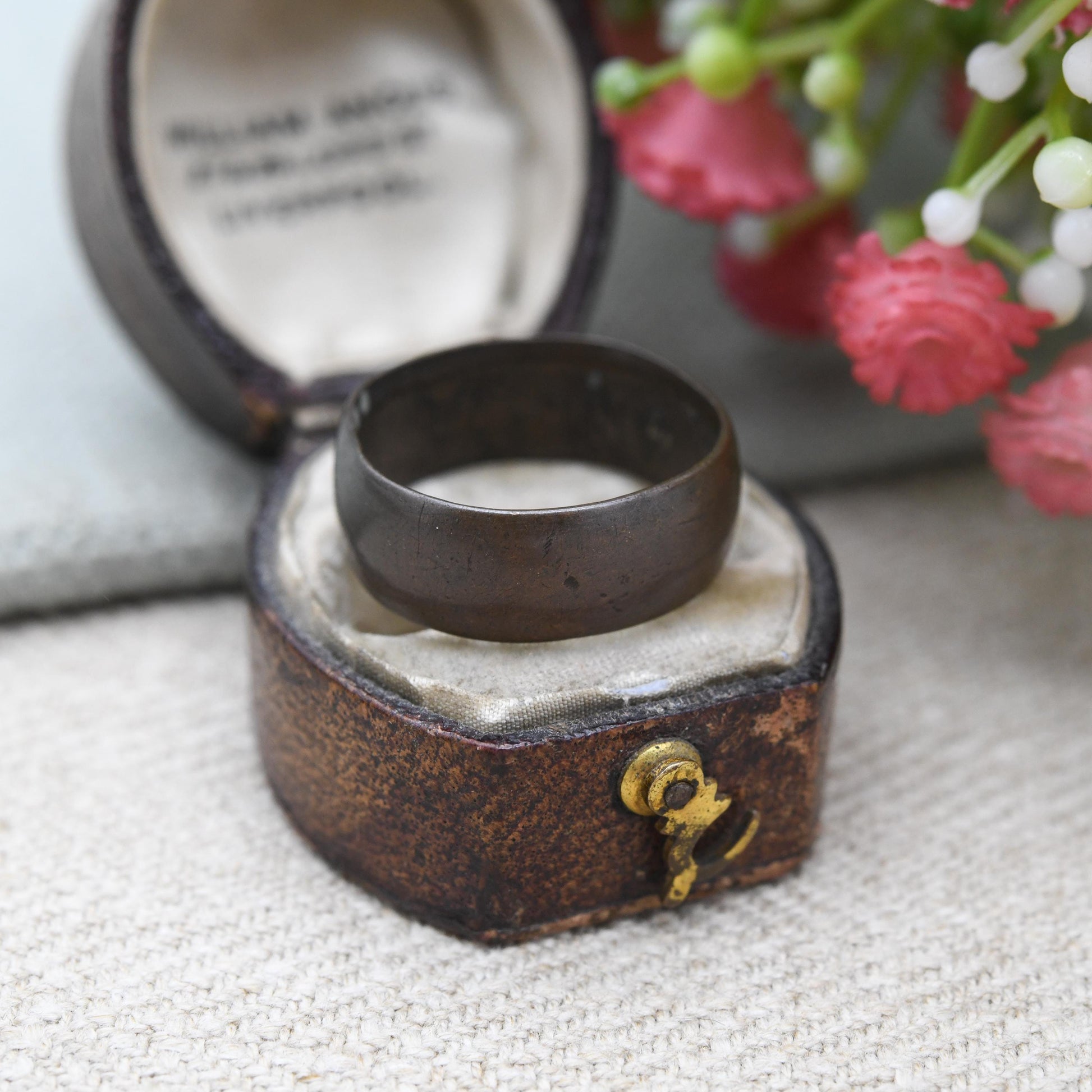 Antique Victorian 1897 One Penny Coin Band Ring - Unusual Chunky Copper Band | Hidden Secret Words | UK Size - O | US Size - 7 1/2