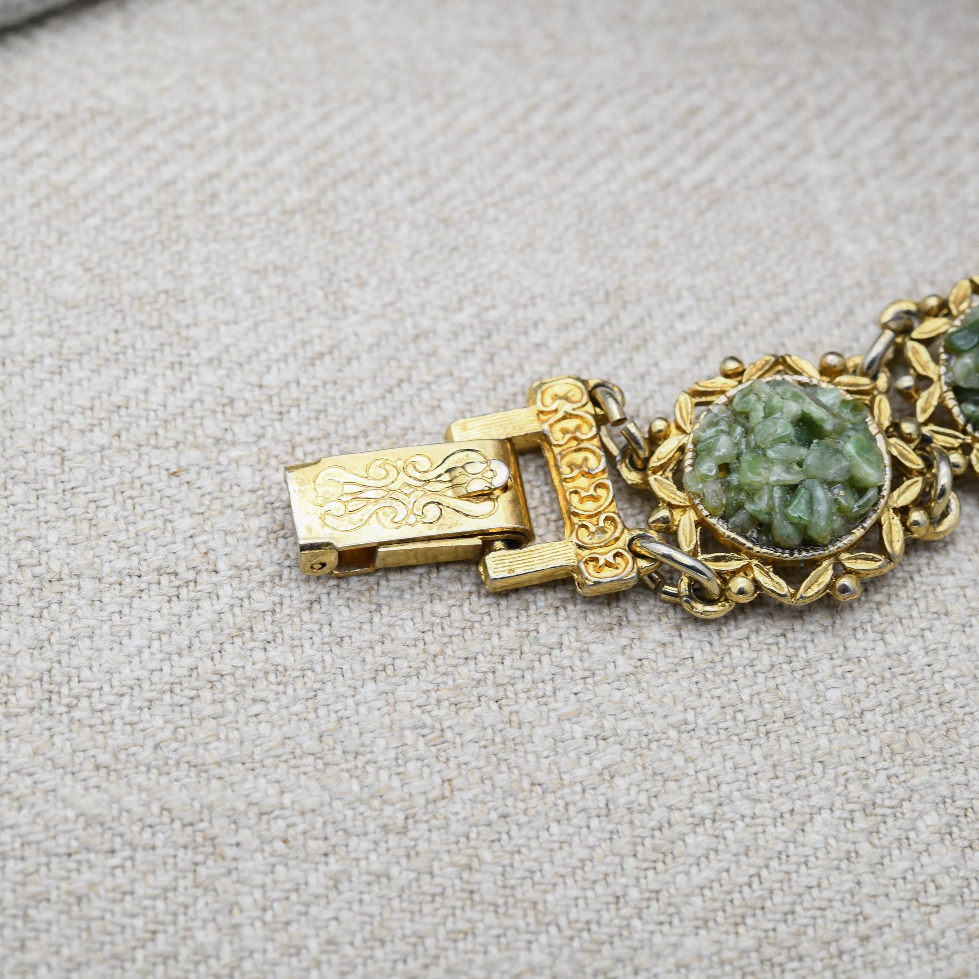 Vintage Jem 73 Gemstone Chip Panel Bracelet c. 1970s Costume Jewellery