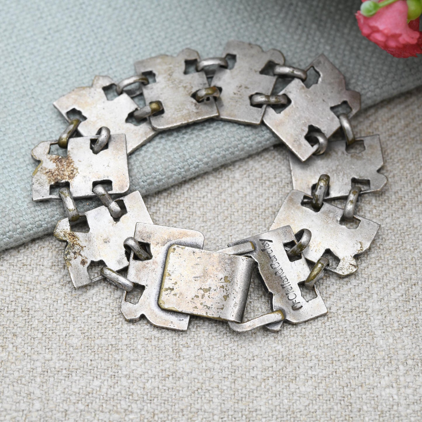 Vintage McClelland Barclay Flower Panel Bracelet c. 1938 to 1943