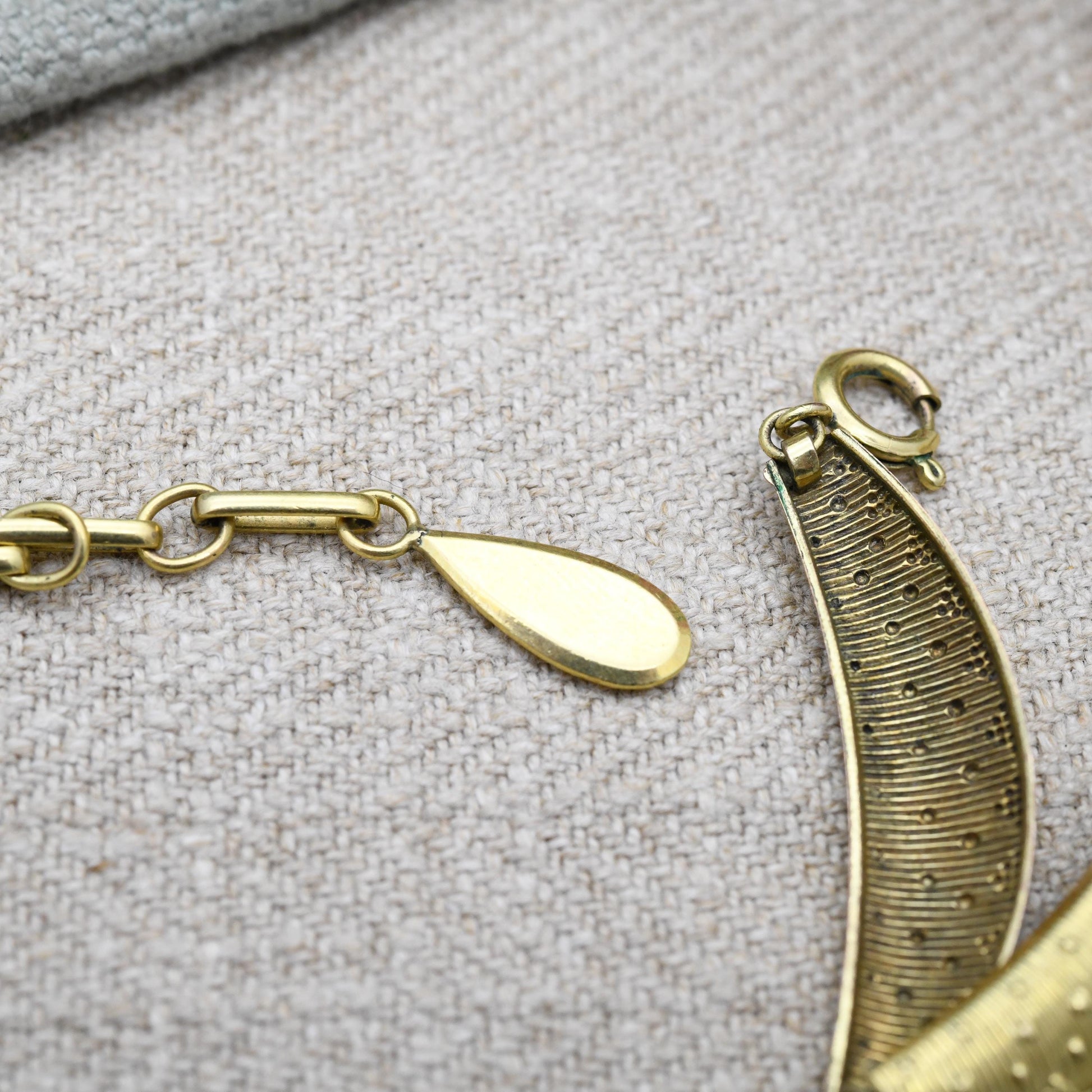 Vintage Americ Rolled Gold Panel Necklace by Kollmar & Jourdan KJ - Mid-Century Textured Jewellery by German Designer