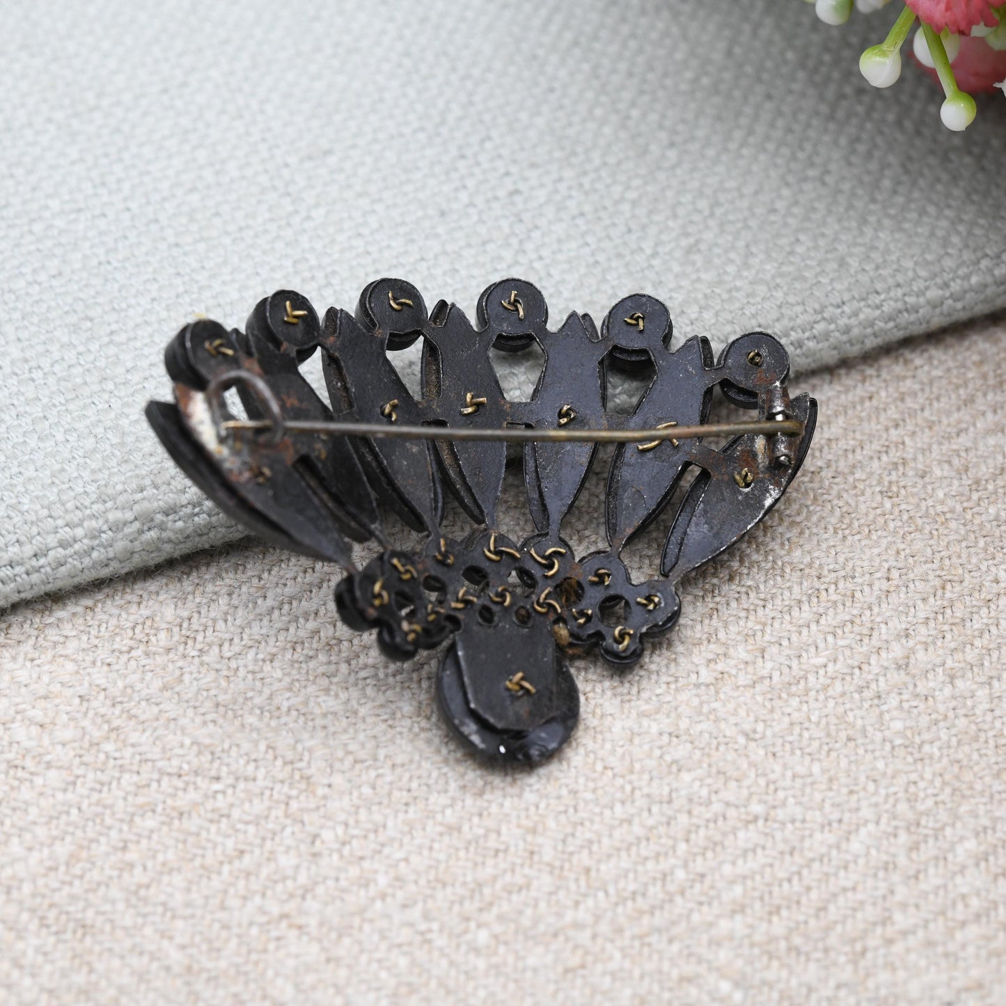 Antique Victorian French Jet Brooch c. 1870s Mourning Jewellery
