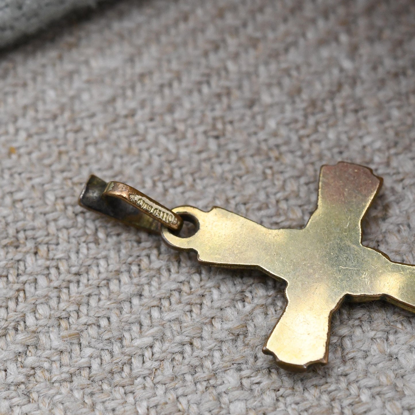 Vintage Rolled Gold Cross Pendant with Milgrain Detail - Mid-Century Religious Christian Cross