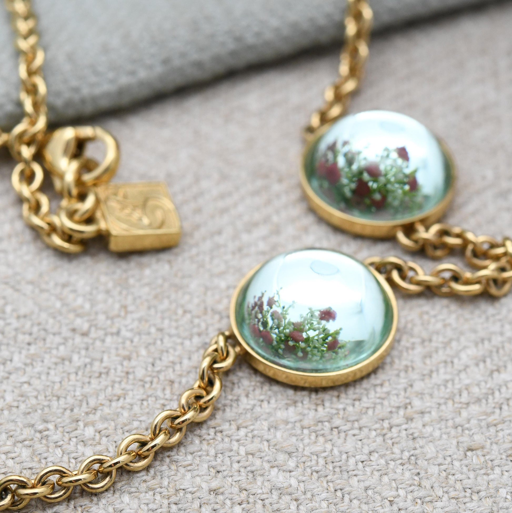 Lalique Teal Cabochon Necklace - Signed Designer High Quality Gold Tone Costume Jewellery