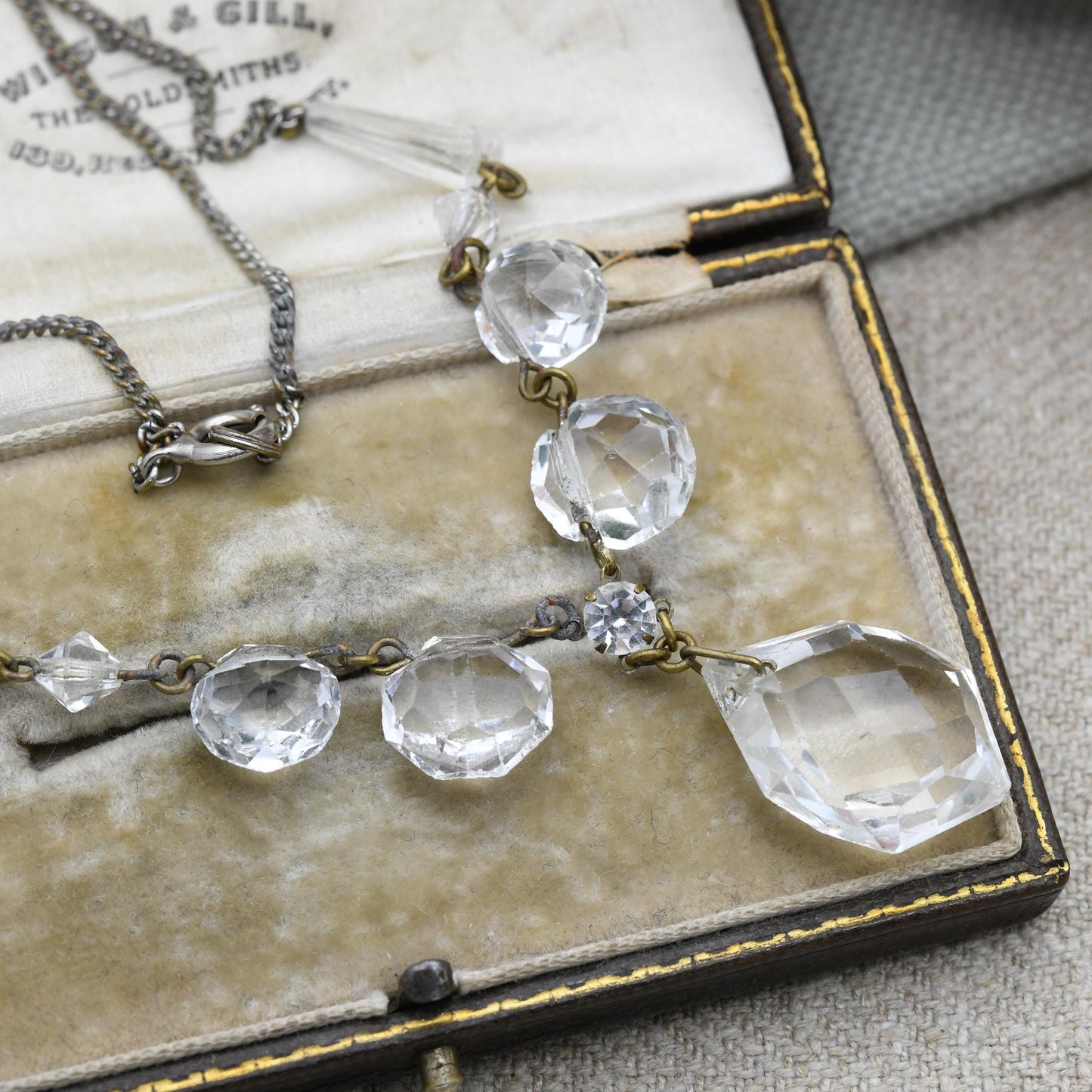 Antique Edwardian Cut Glass Crystal Necklace c. 1900 Bridal Necklace
