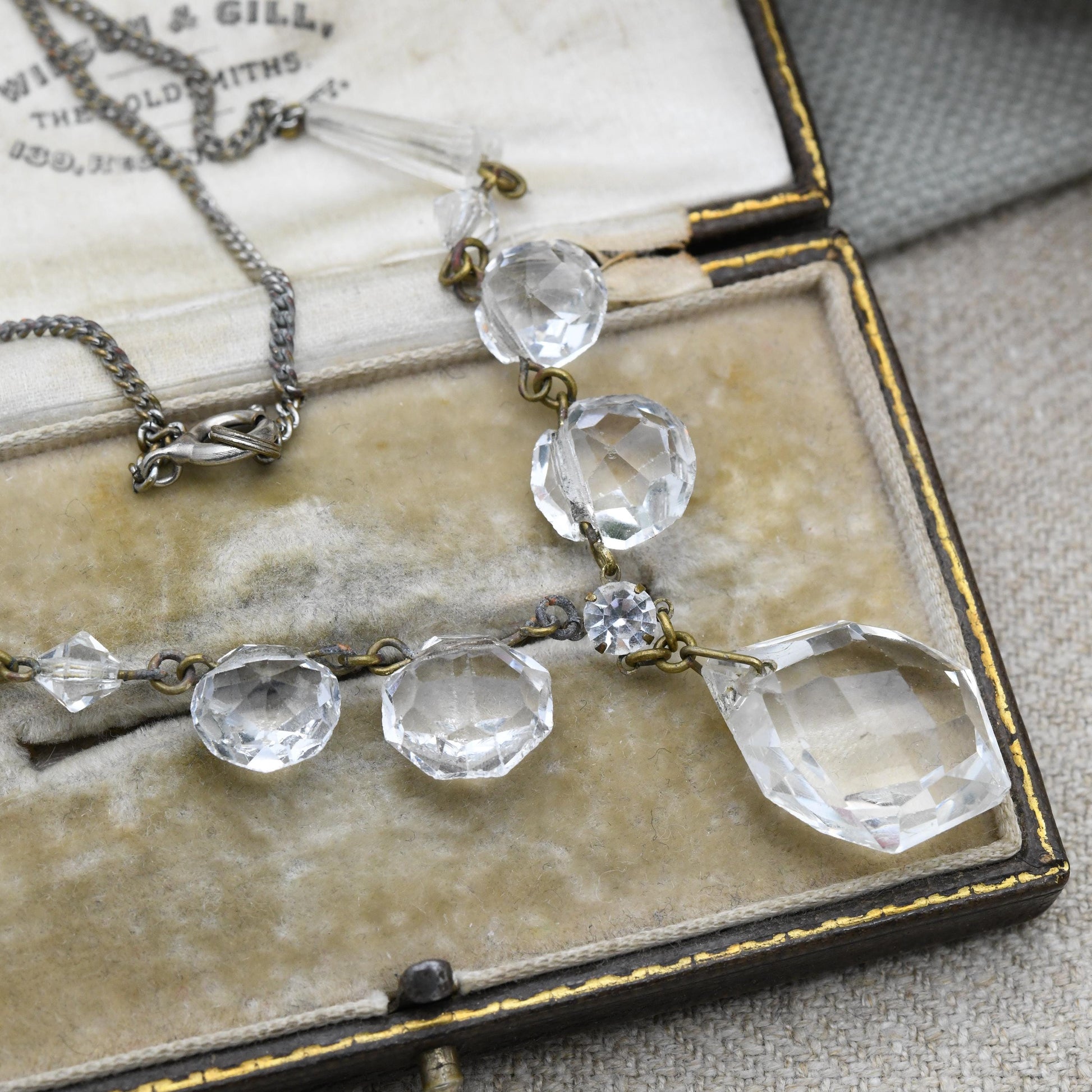 Antique Edwardian Cut Glass Crystal Necklace c. 1900 Bridal Necklace
