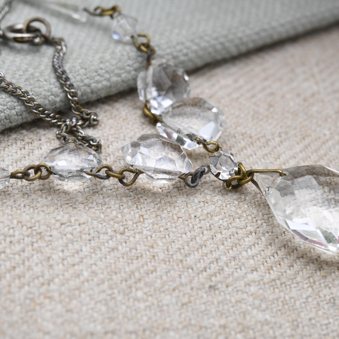 Antique Edwardian Cut Glass Crystal Necklace c. 1900 Bridal Necklace
