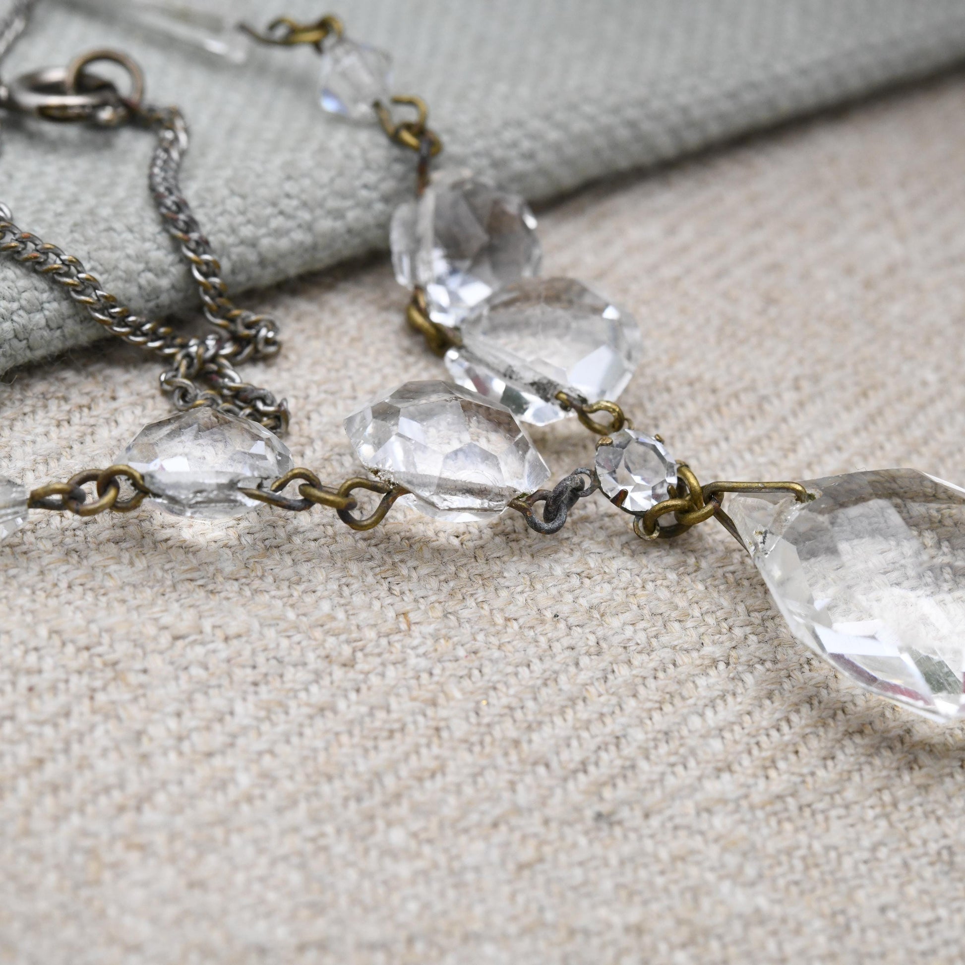 Antique Edwardian Cut Glass Crystal Necklace c. 1900 Bridal Necklace