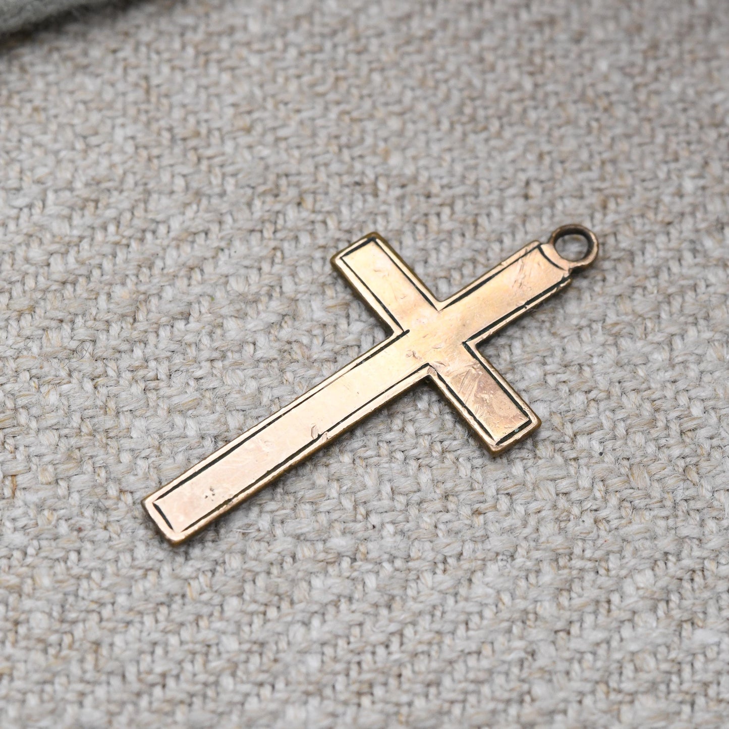 Vintage Rolled Gold Cross Pendant - Minimal Design Religious Christian Cross