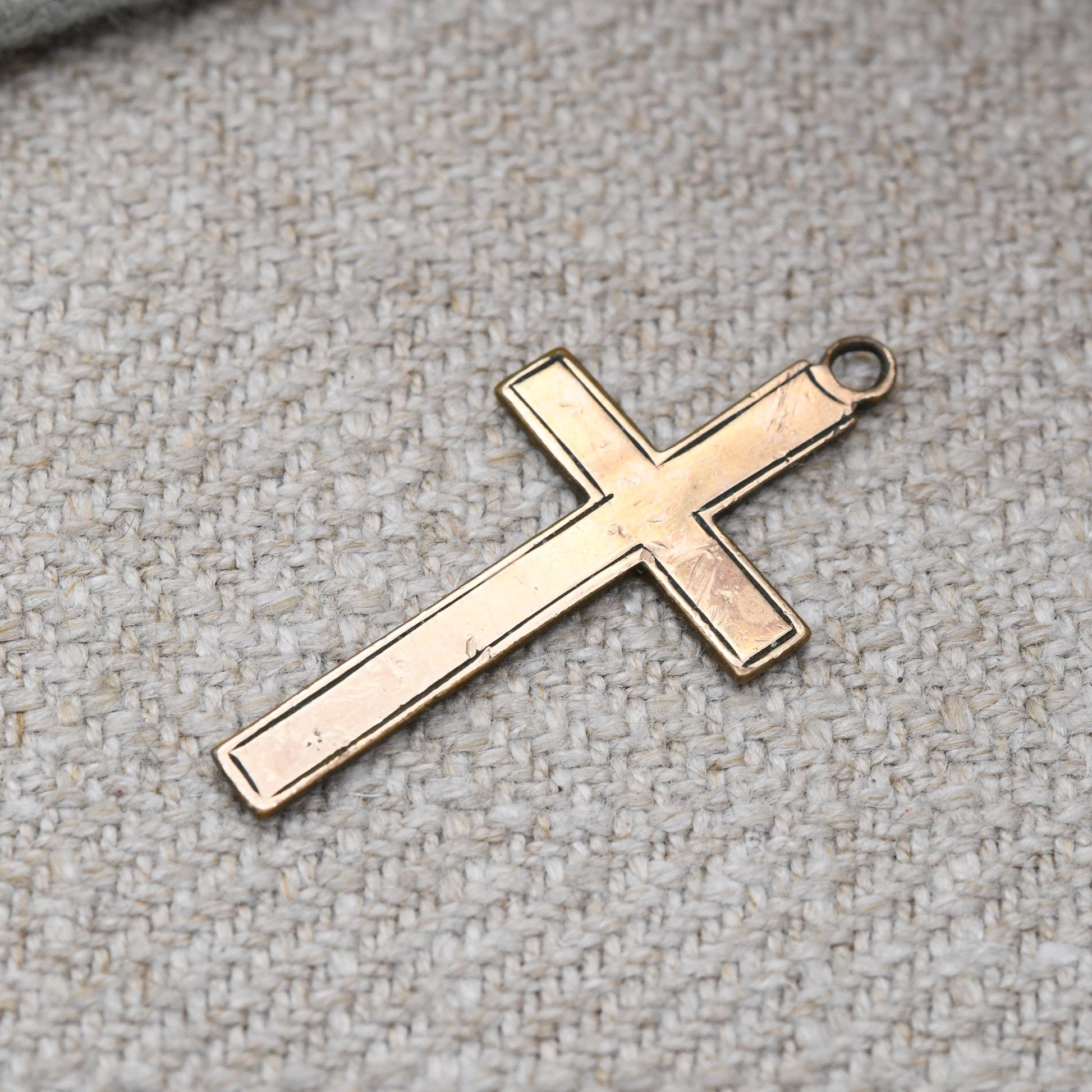 Vintage Rolled Gold Cross Pendant - Minimal Design Religious Christian Cross