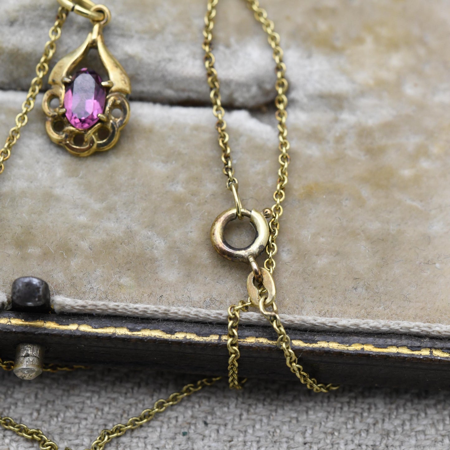 Vintage Kordes and Lichtenfels 14ct Rolled Gold Purple Paste Pendant Necklace K&L - Mid-Century German Solitaire Pendant