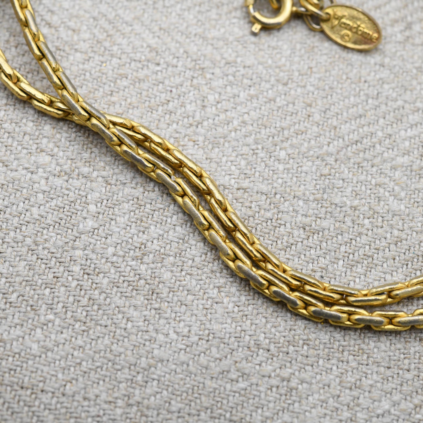 Vintage Vendome Gold Tone Chain Necklace - Long Chunky Cable Link | Signed Designer Midcentury Costume Jewellery | 30"