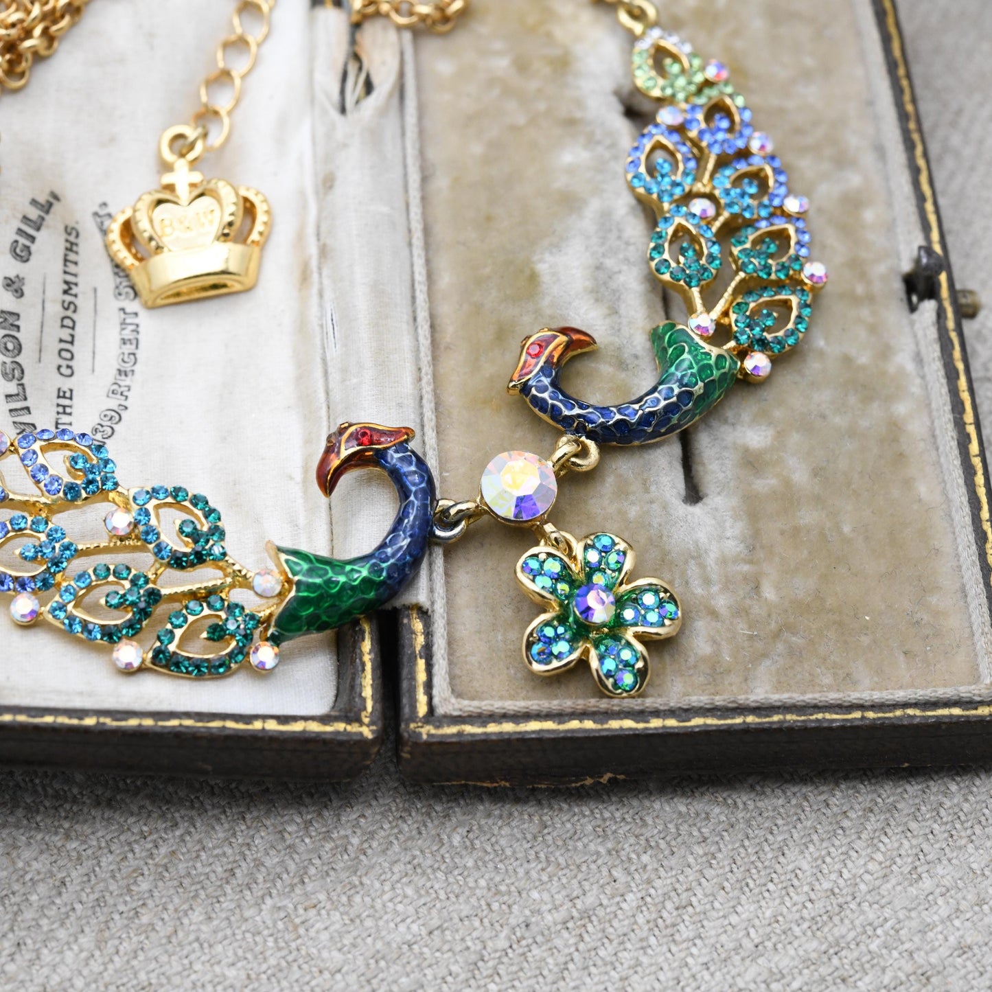 Butler and Wilson Peacock Necklace with Colourful Stones B&W - Signed Designer Jewellery