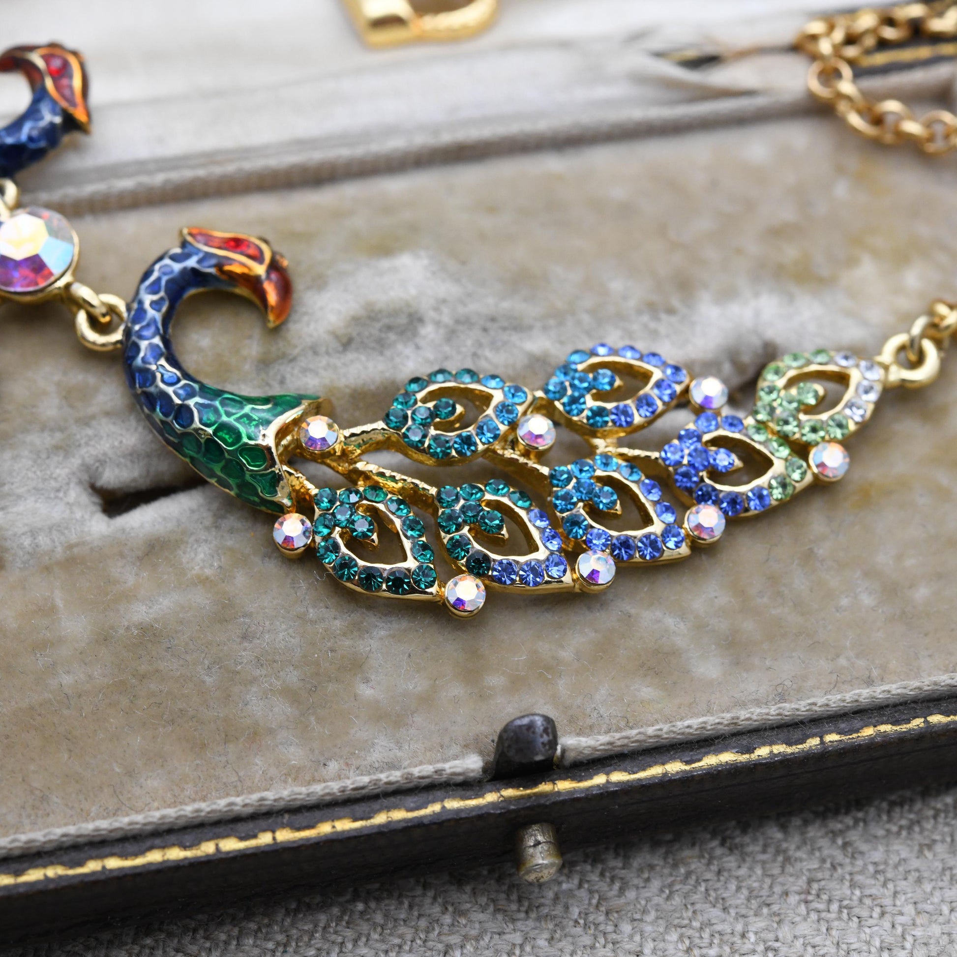 Butler and Wilson Peacock Necklace with Colourful Stones B&W - Signed Designer Jewellery