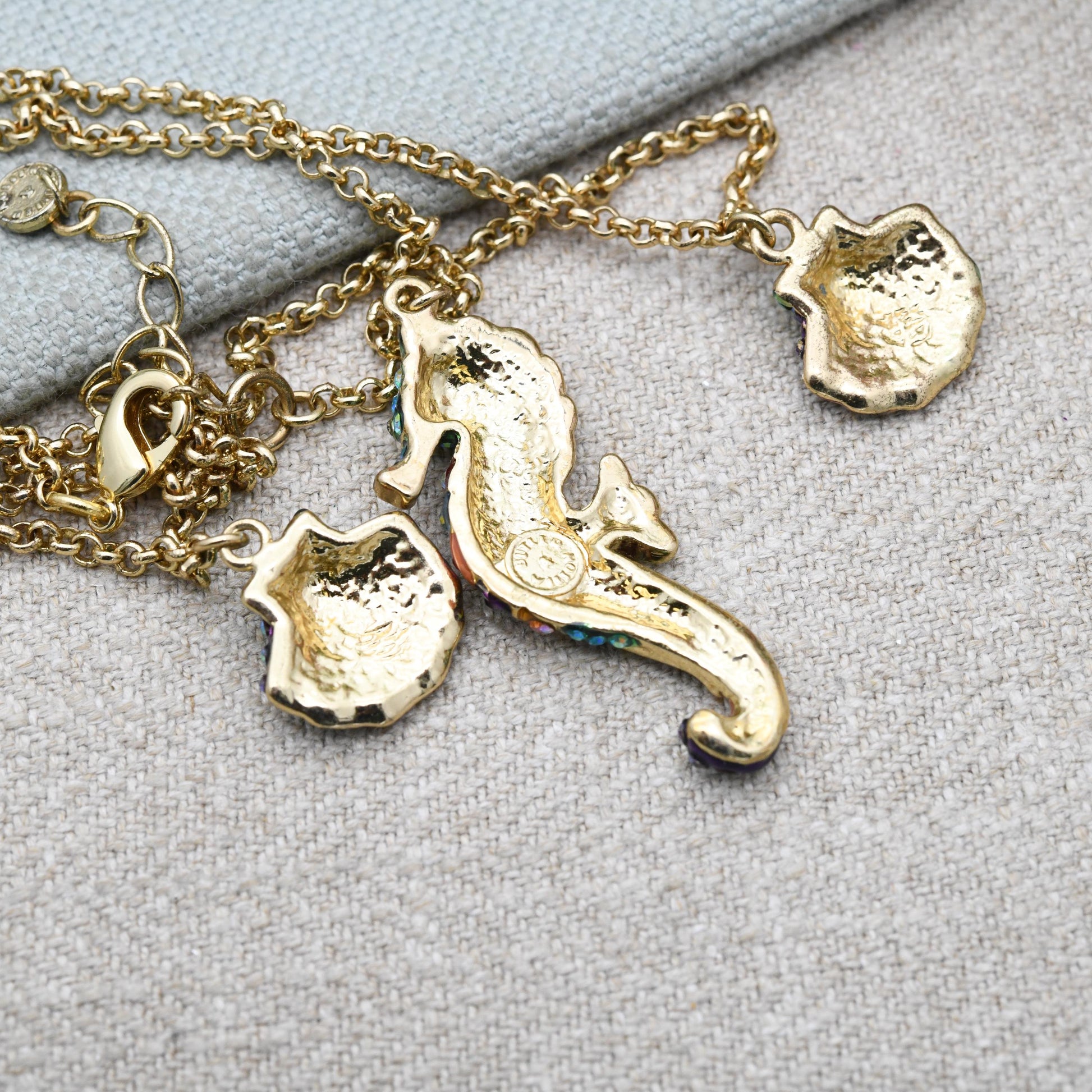 Butler and Wilson Seahorse Necklace with Colourful Stones B&W - Under the Sea Collection | Signed Designer Jewellery