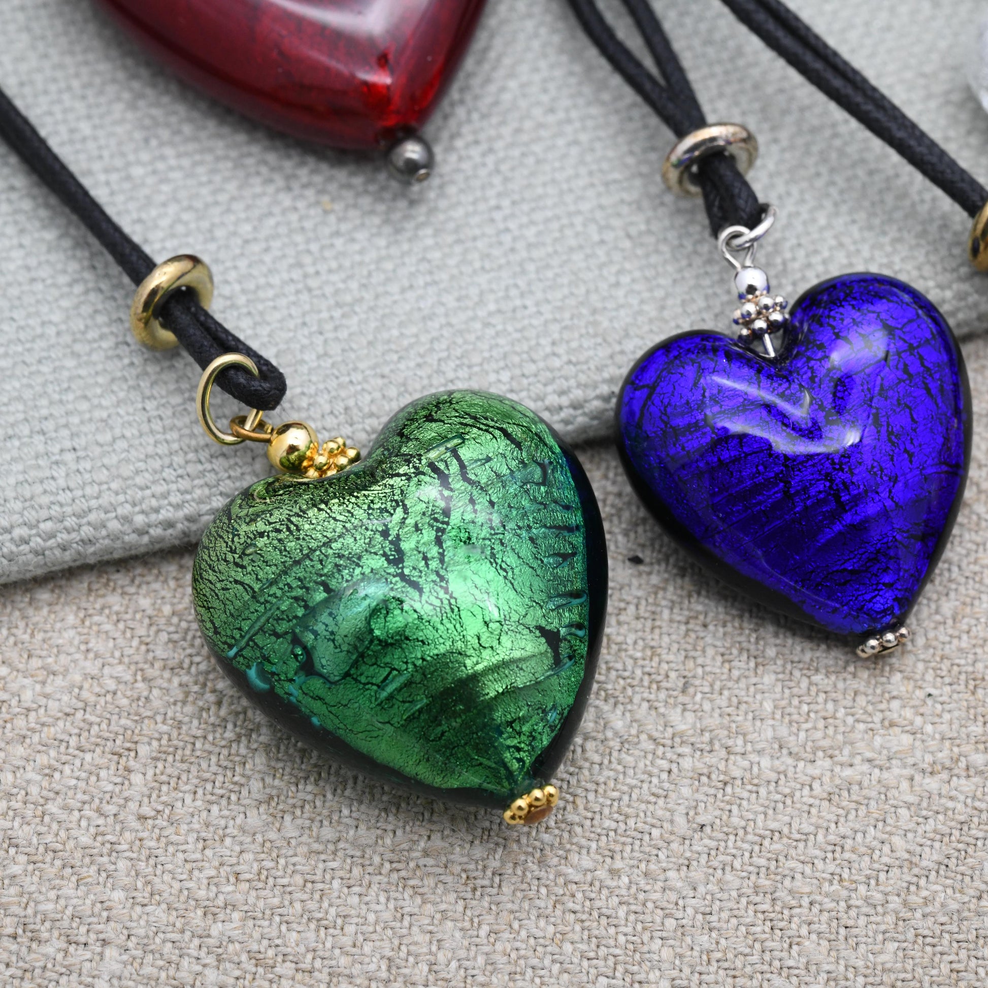 Vetro Artistico Murano Glass Heart Pendant Necklace on Cord - Deadstock Different Size and Colour Options