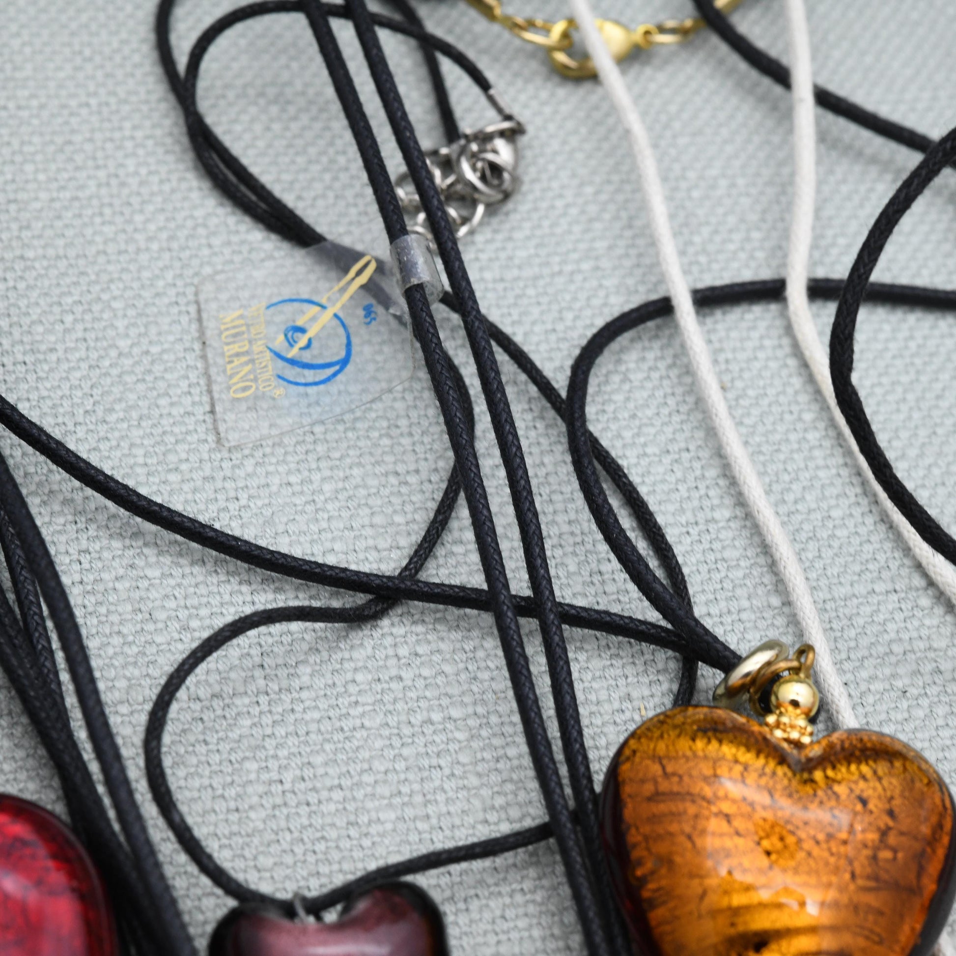 Vetro Artistico Murano Glass Heart Pendant Necklace on Cord - Deadstock Different Size and Colour Options
