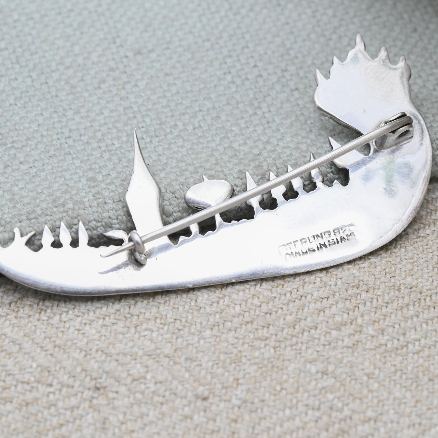 Vintage Sterling Silver Siam Longship Brooch Dragon Figurehead Boat - Traditional Black Niello | Vintage Thailand Silver Figural Brooch