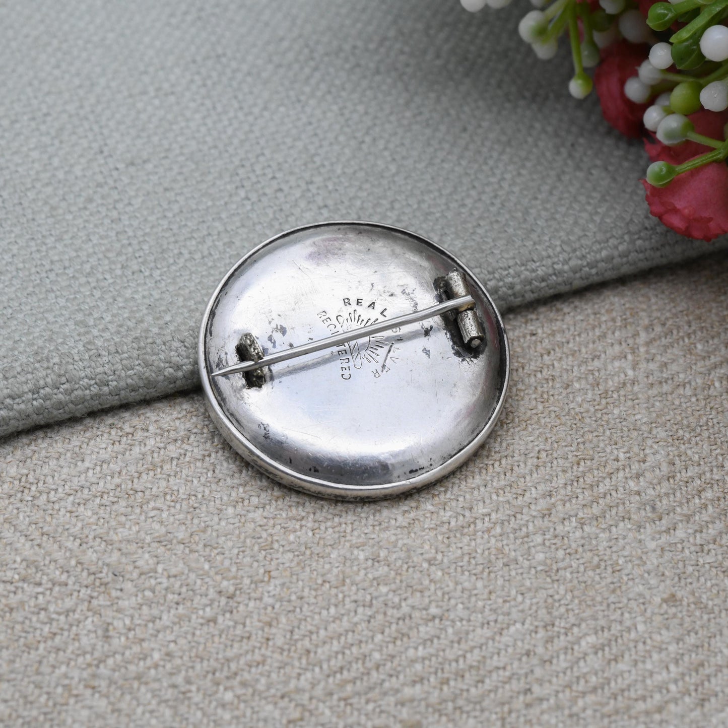 Antique Victorian Sterling Silver Aesthetic Movement Leaf Brooch c. 1890s - Engraved Floral Design Nature Brooch | Real Silver Rising Sun