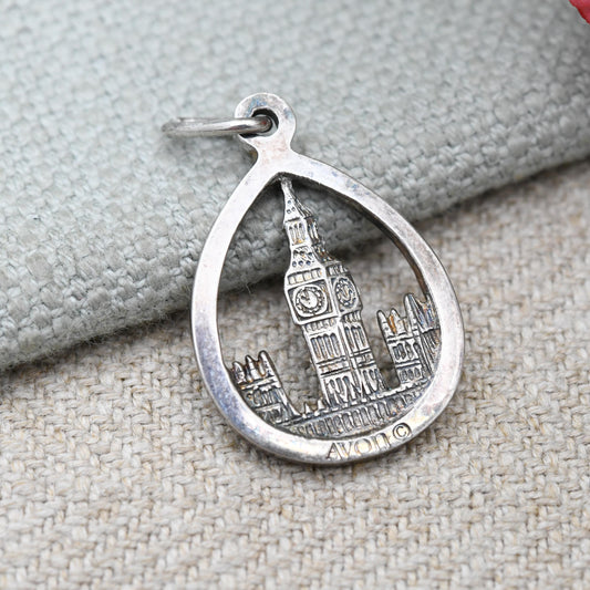 Vintage Sterling Silver Openwork Big Ben Charm Pendant Avon - London Landmark | Houses of Parliament | Gift for Souvenir Charm Bracelet