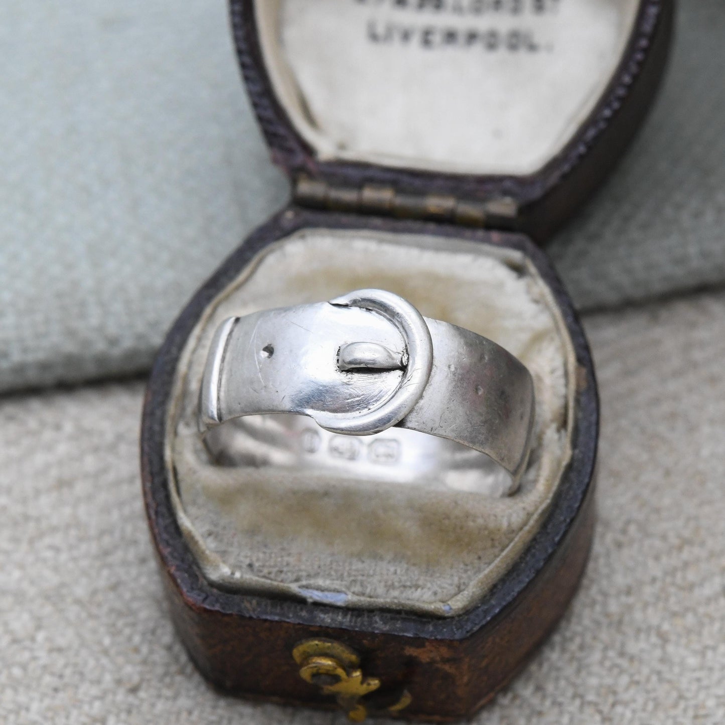 Antique Victorian Sterling Silver Buckle Ring 1885 - Everyday Solid Unisex Belt Band Ring | UK Size - T | US Size - 9 1/2
