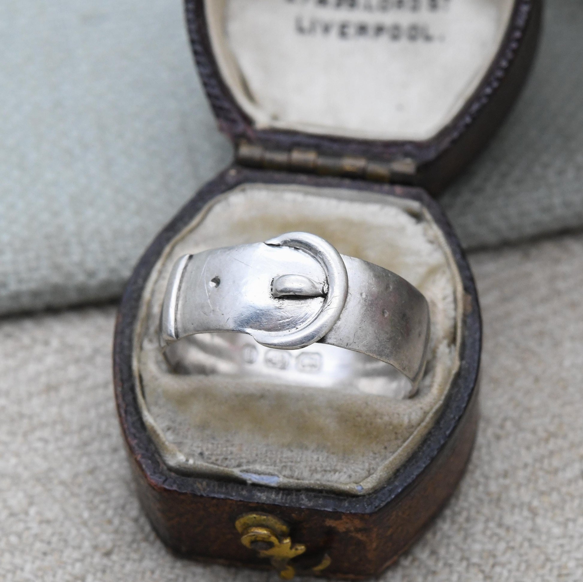 Antique Victorian Sterling Silver Buckle Ring 1885 - Everyday Solid Unisex Belt Band Ring | UK Size - T | US Size - 9 1/2