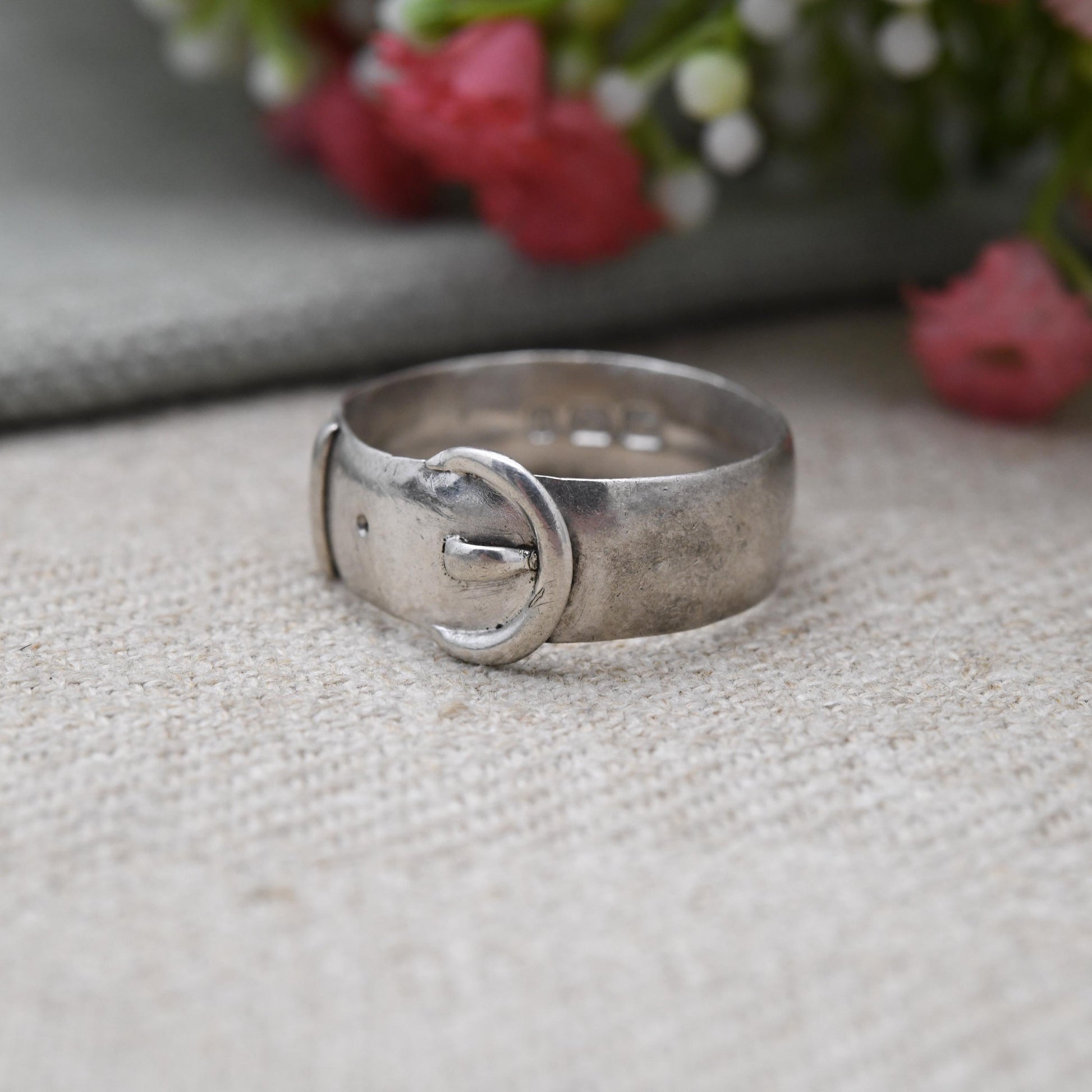 Antique Victorian Sterling Silver Buckle Ring 1885 - Everyday Solid Unisex Belt Band Ring | UK Size - T | US Size - 9 1/2