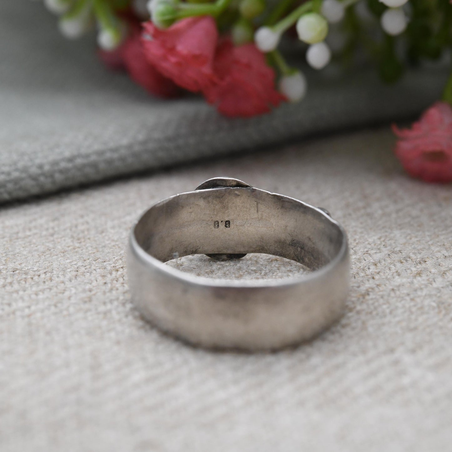 Antique Victorian Sterling Silver Buckle Ring 1885 - Everyday Solid Unisex Belt Band Ring | UK Size - T | US Size - 9 1/2
