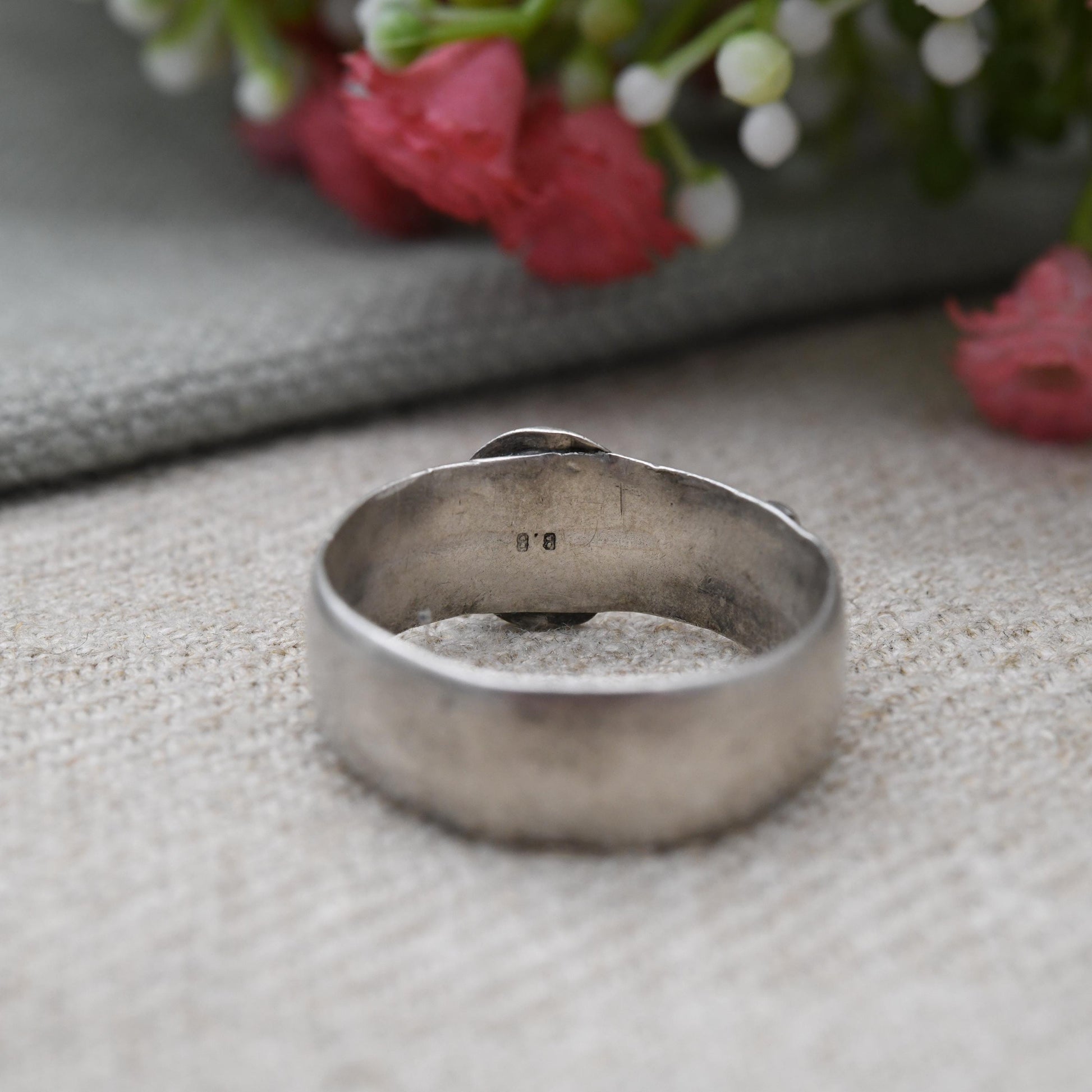 Antique Victorian Sterling Silver Buckle Ring 1885 - Everyday Solid Unisex Belt Band Ring | UK Size - T | US Size - 9 1/2
